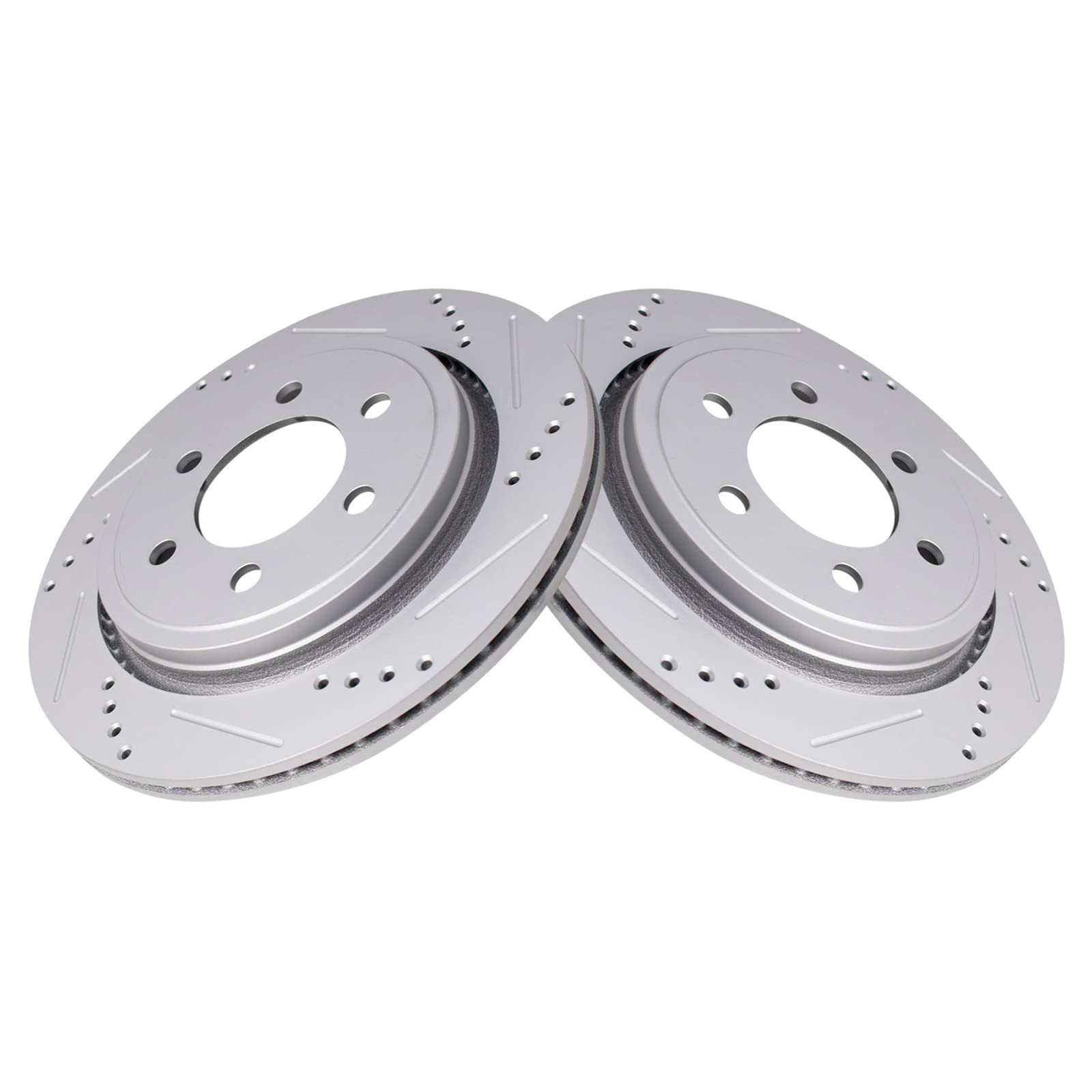 Trq Rear Performance Brake Rotors Set Premium G-Coated Cross Drilled & Slotted Compatible With 2015-2017 Ford F-150