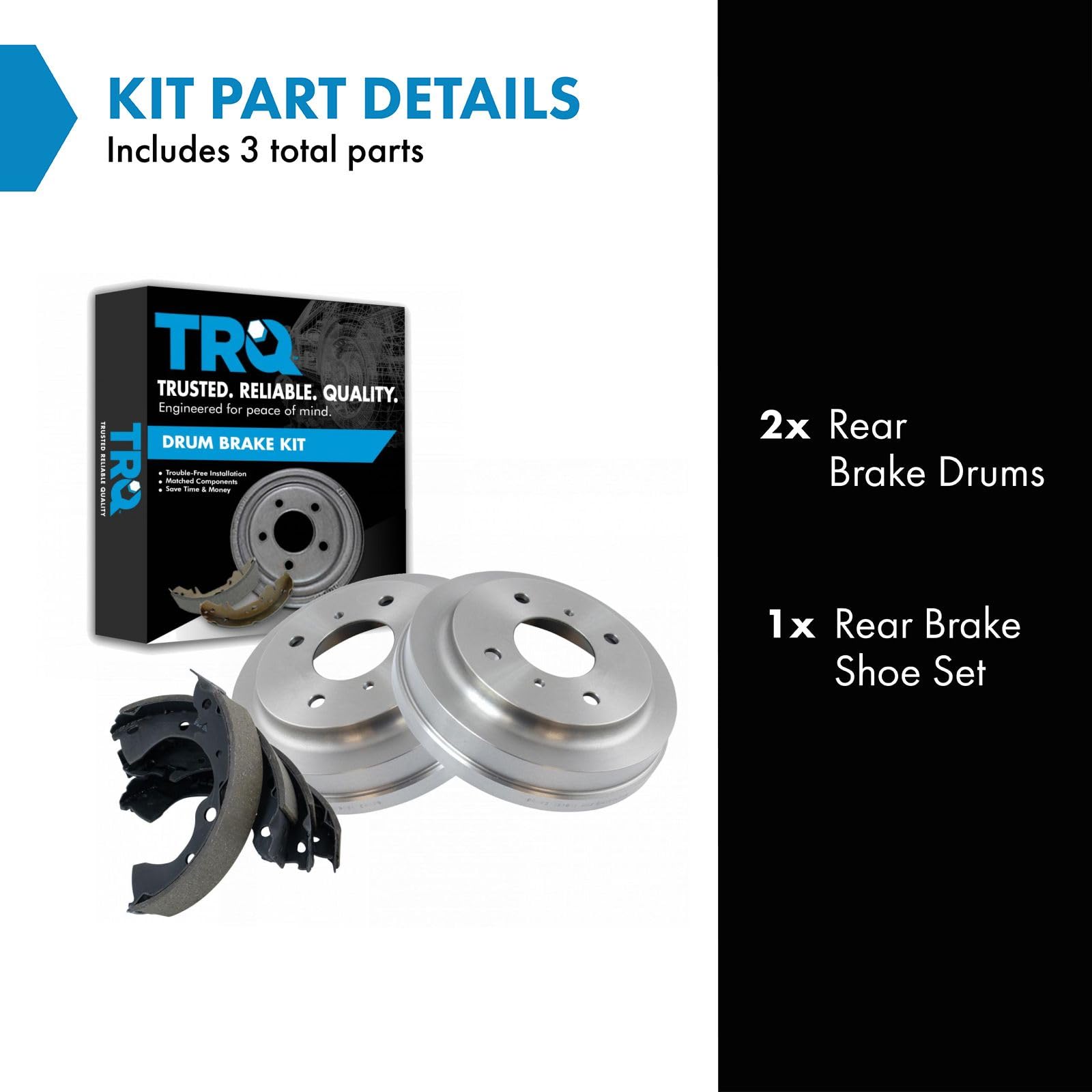 TRQ Brake Drums & Shoes Rear Kit Compatible with 01-06 Nissan Sentra