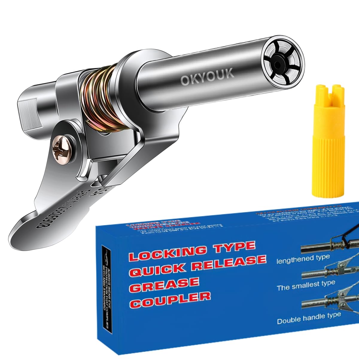 OKYOUK World's Smallest Grease Coupler 0.53'' | Quick-Release High-Pressure Tips | Universal Fit 1/8'' NPT Manual & Electric Gun