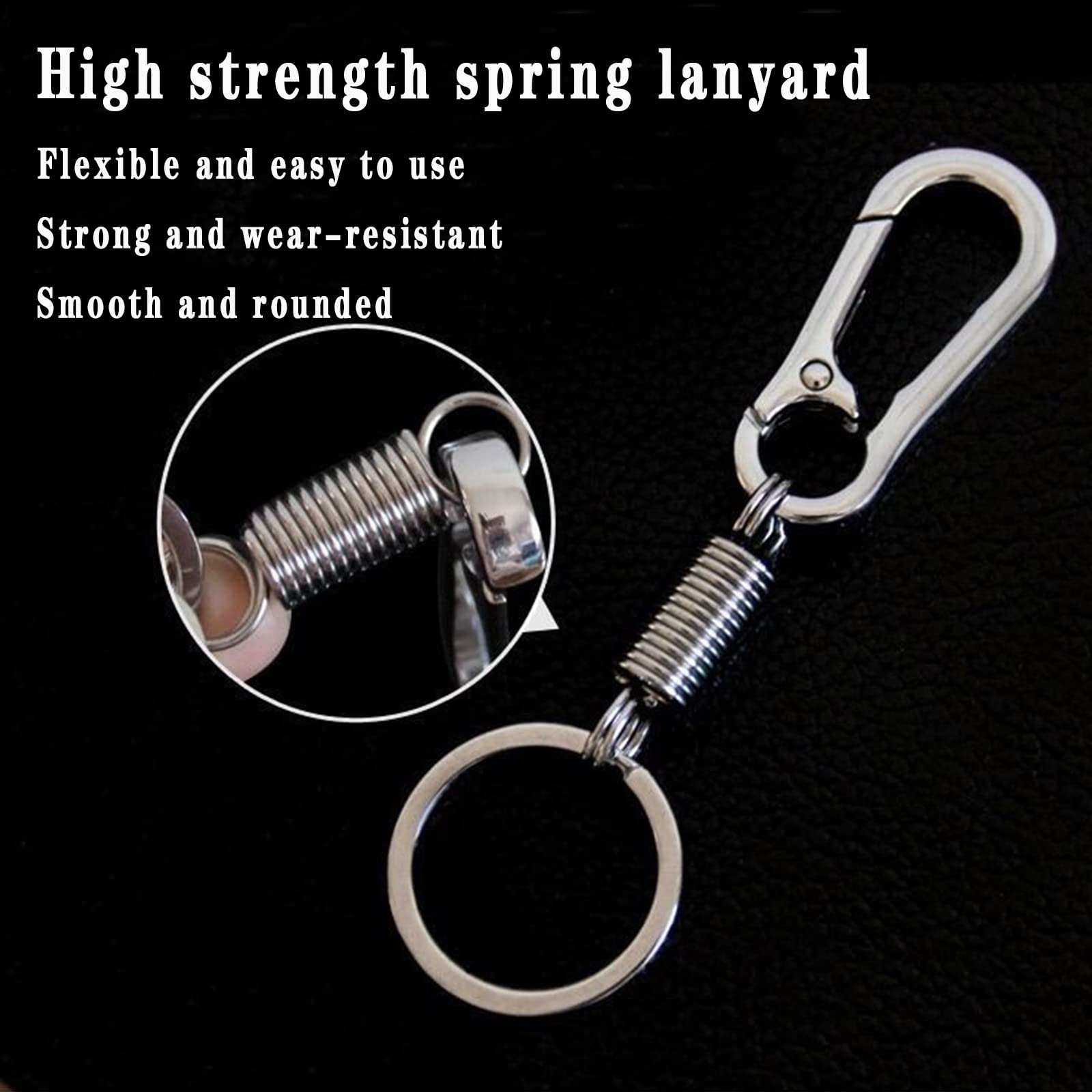 2 Pcs Zinc Keychain Clip Key Ring,Metal Carabiner Clips Keyring Keychains Chain Holder Organizer For Car And Keys Finder,Key Chains For Men Women (Pull Spring)