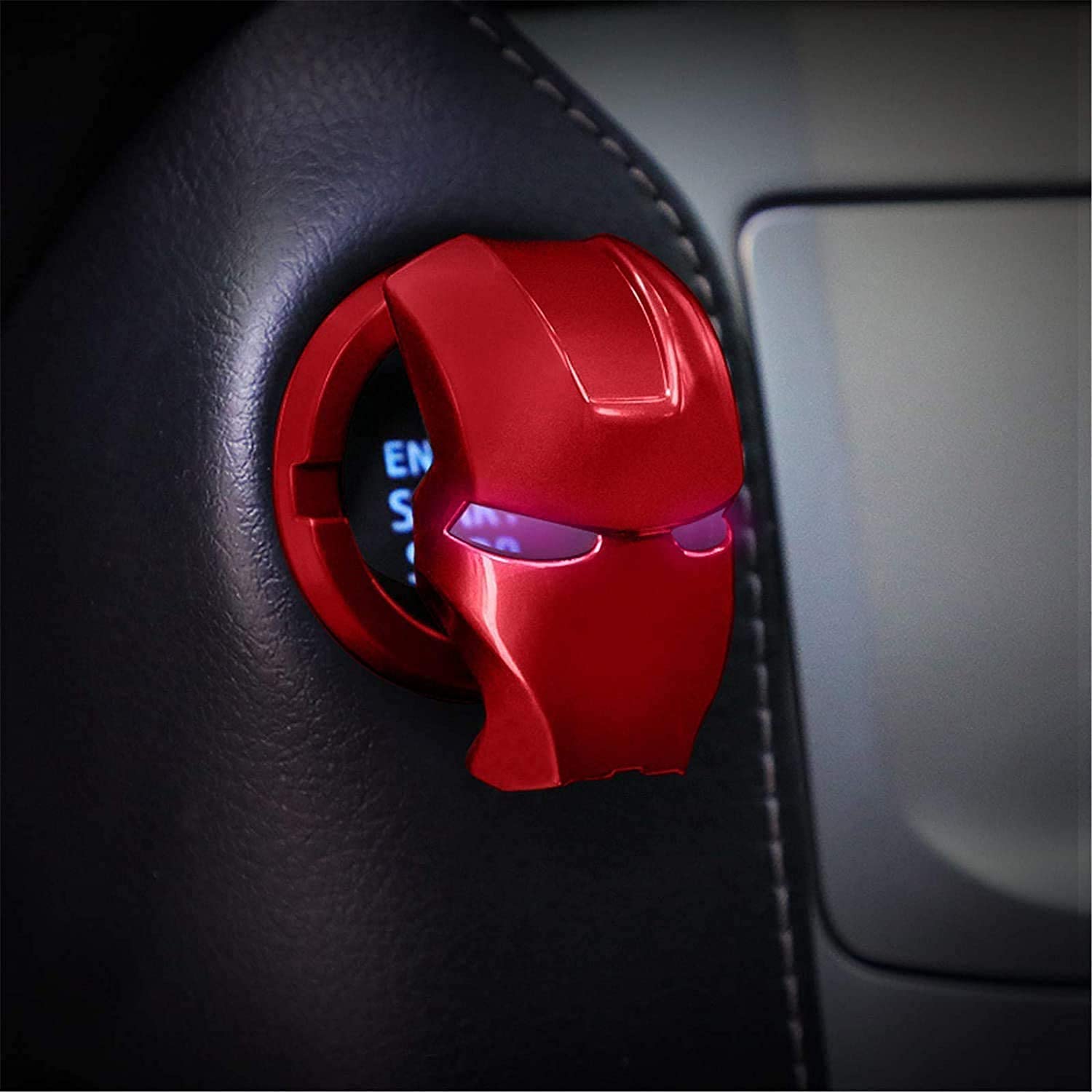 Car Engine Start Stop Button Cover Push To Start Button Ignition Cover Anti-Scratch Universal Aluminum Alloy Button Decoration Stickers For Cars(Red)