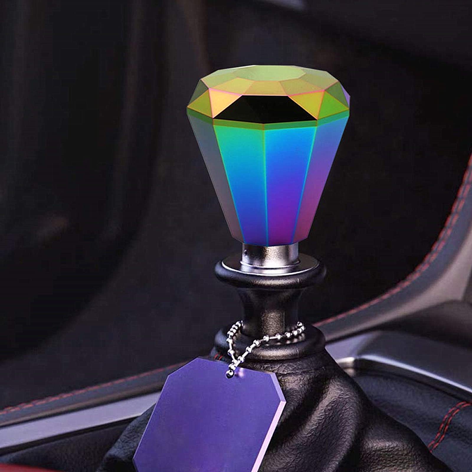 Kyostar Universal Aluminum Diamond Shift Knob, Manual Car Gear Stick Shift Knob Shifter Lever Head 8/10/12Mm Adapter(Neo Chrome)
