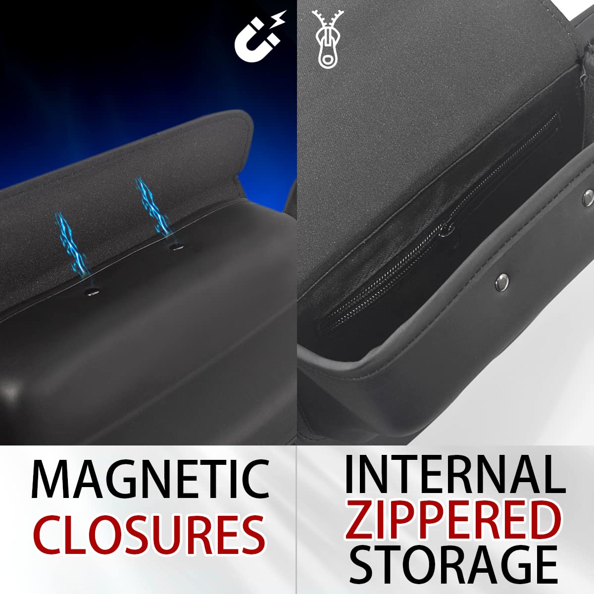 FOVPLUE Windshield Bag, Three-Pocket Batwing Fairing Pouch for Harley Street Glide Electra Glide Ultra Limited Tri Glide FLHT/CU