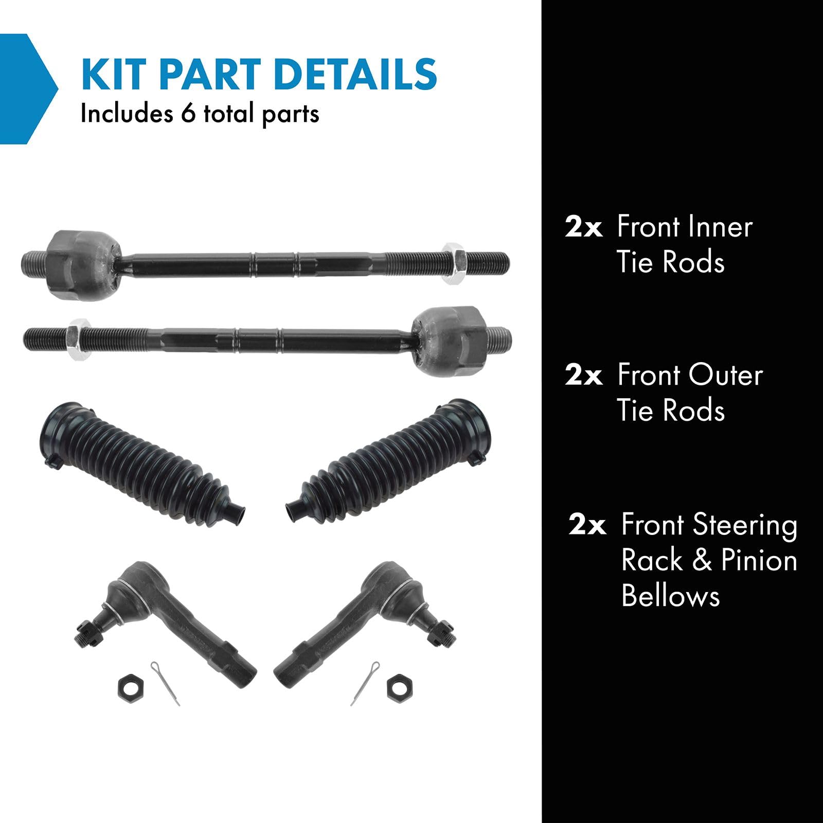 Trq Front Steering Kit Steering Rack & Pinion Bellow Tie Rod Compatible With 2001-2003 Ford Explorer Sport 2001-2005 Explorer Sp