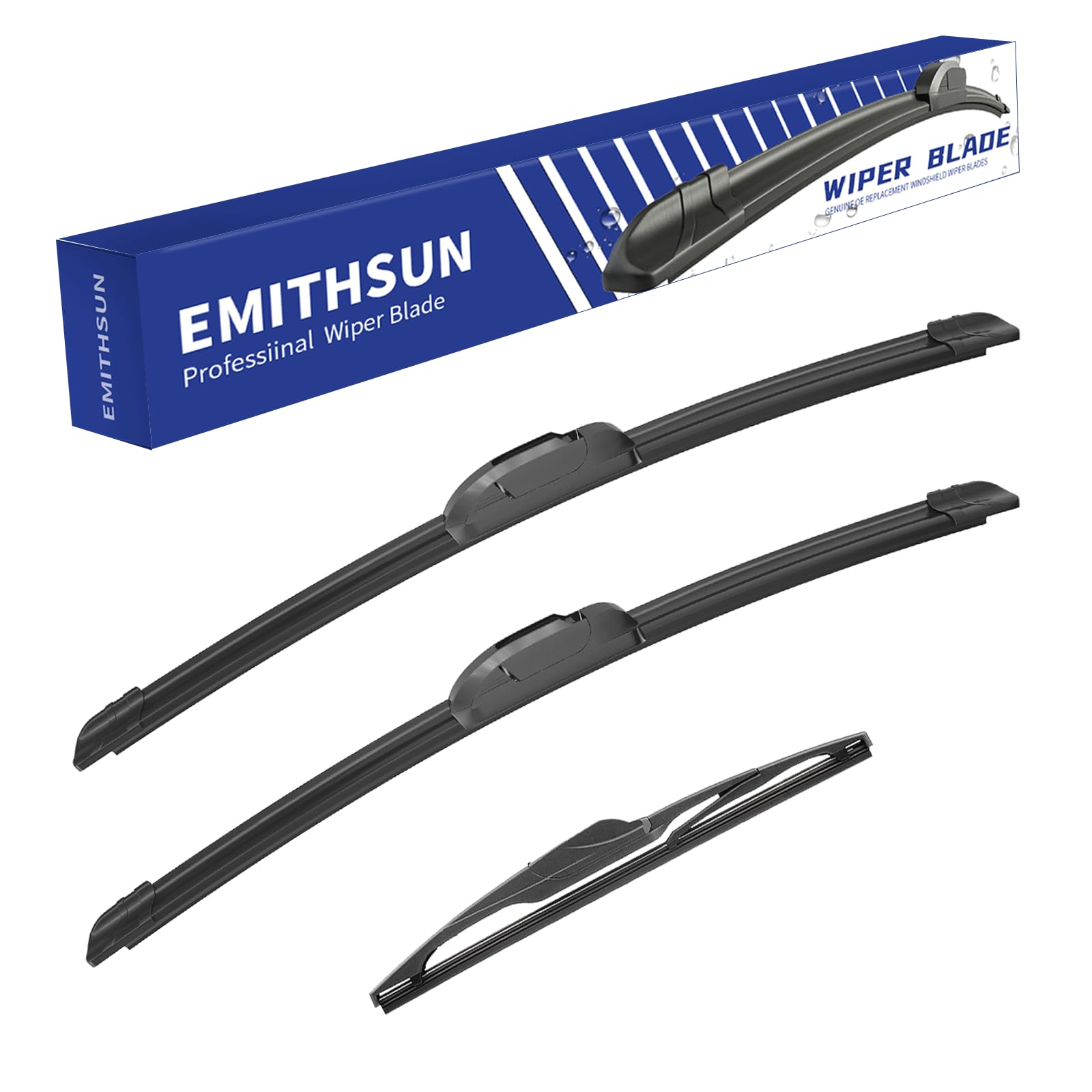 Emithsun Oem Quality Premium All-Season Windshield Wiper Blades Replacement For Honda Fit 2009-2020,Easy Diy Install 28'+14'+14'(Set Of 3)