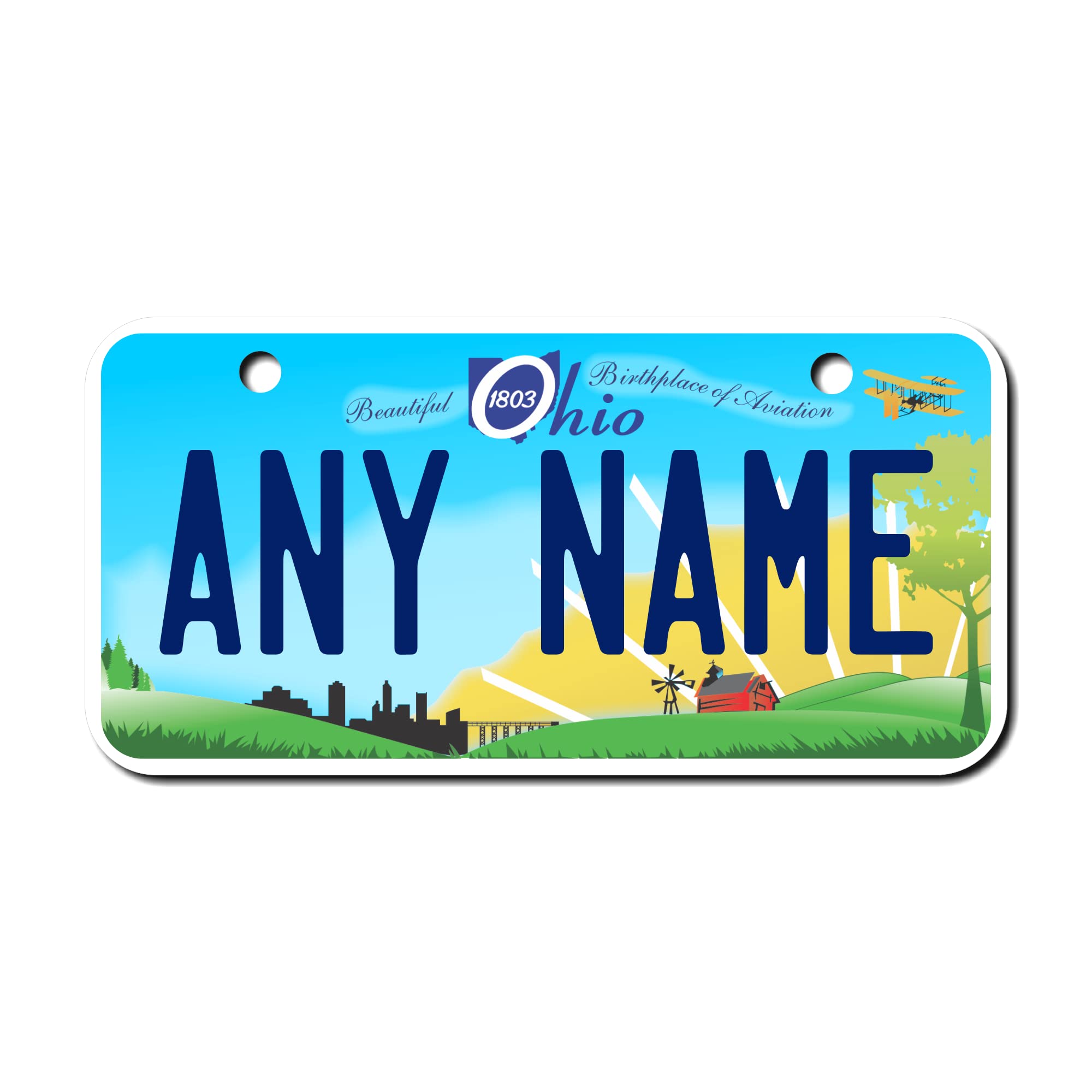 Teamlogo Personalized Ohio License Plate - Sizes For Kid 'S Bikes, Cars, Trucks, Cart, Key Rings Version 2 (3 X 6 Aluminum Licen