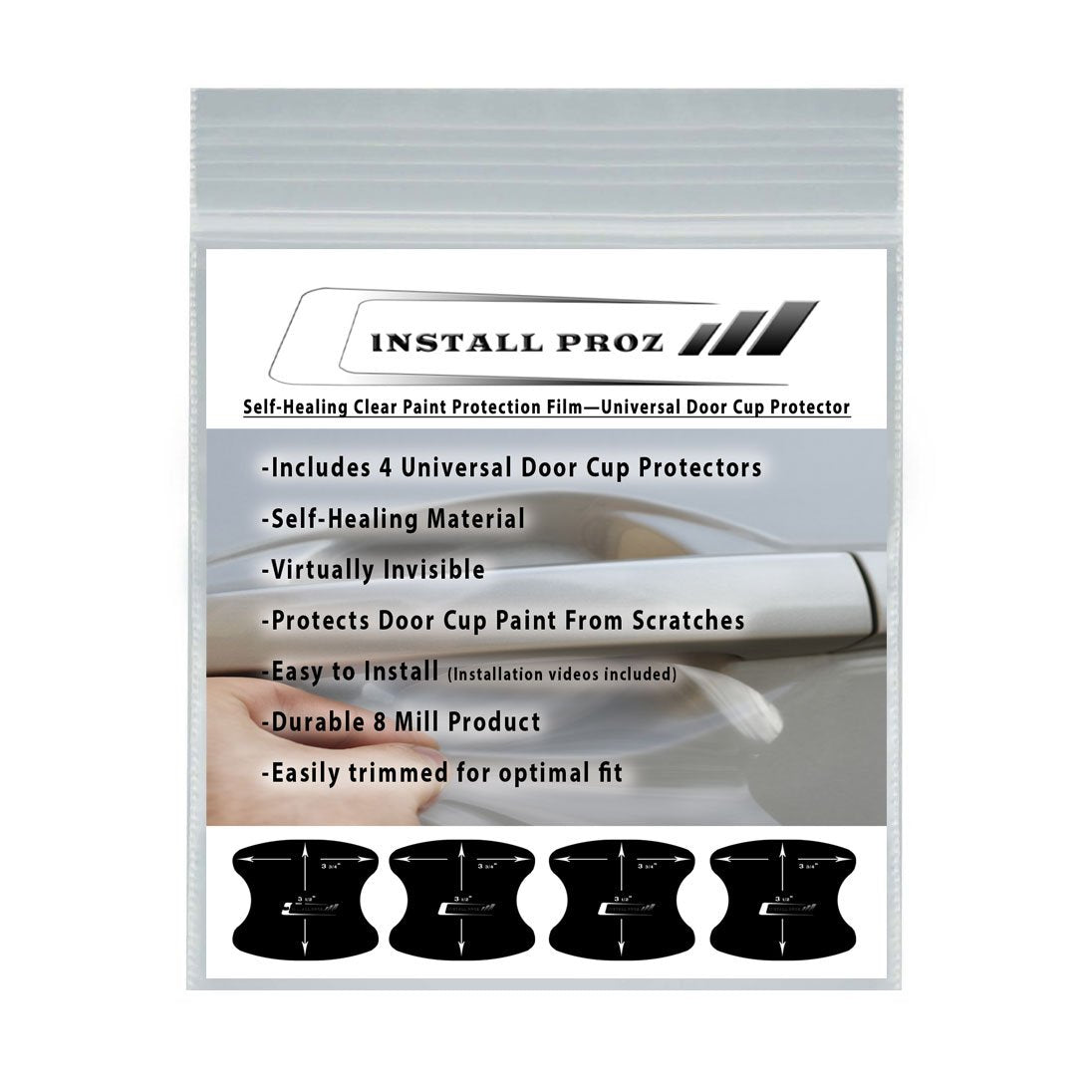 Install Proz Self-Healing Clear Paint Protection Film (4 Door Cup Protectors)