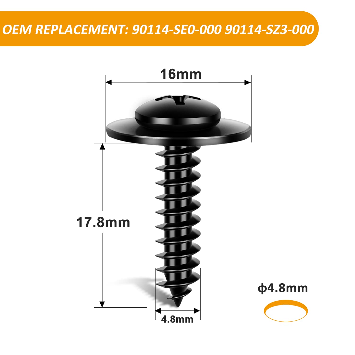 Gooacc 50Pcs Splash Shield General Purpose Phillips Truss Head Sems Screw For Honda Acura Bmw Fender Liner Bumper Cover Screws 9