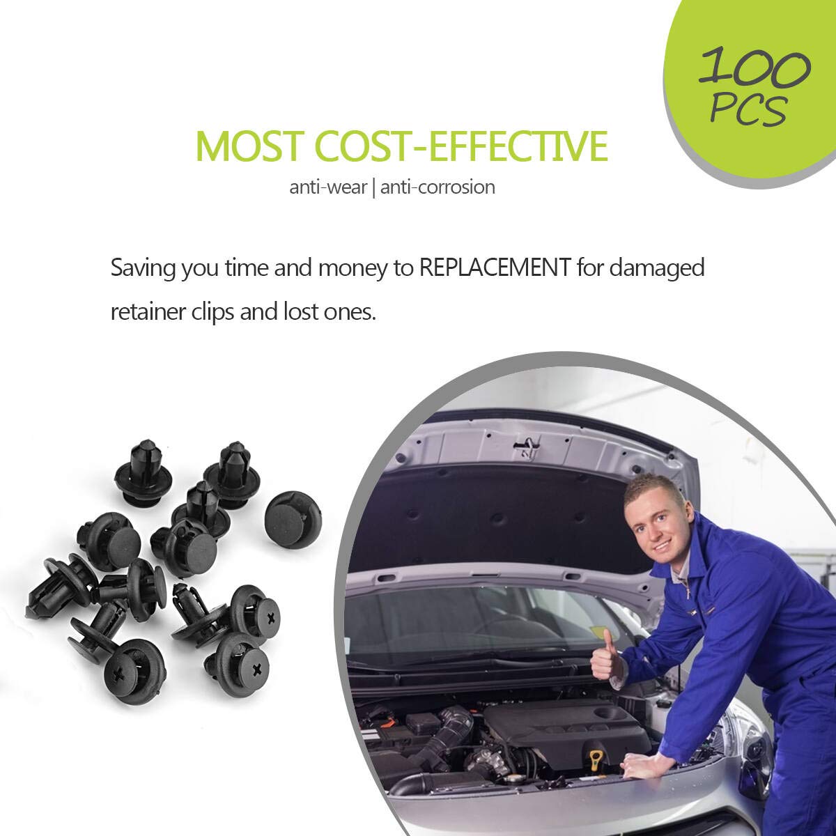 Angooni 7mm 8mm 10mm Compatible with Subaru Push Retainer Clips | Stronger Than Original OEM, 120PCS Fastener Rivet Clips Nylon