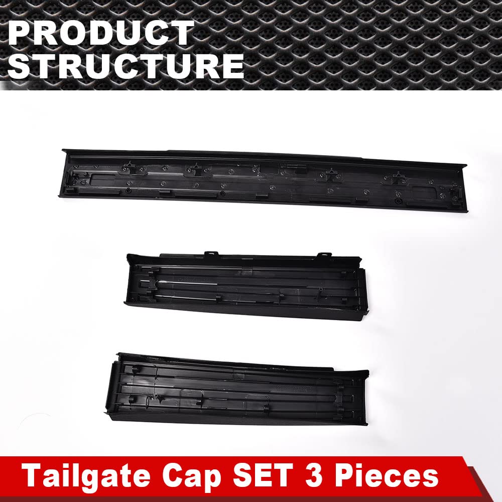 Pit66 3Pack Flex Step Center + Side Tailgate Molding Covers Left&Center&Right Compatible With Ford F150 F-150 2009-2014