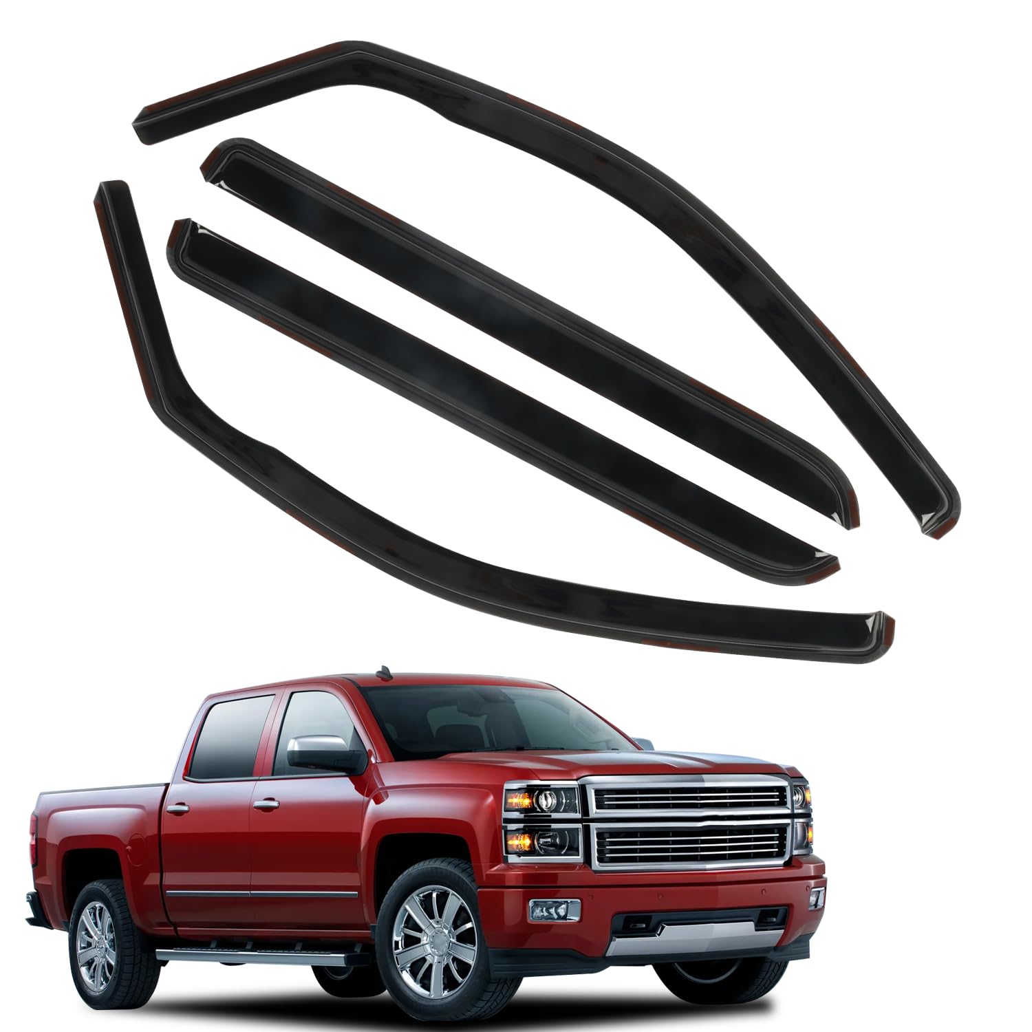 in Channel Rain Guards for 2014-2018 Chevy Silverado/GMC Sierra 1500 Crew Cab, 2015-2019 Silverado/Sierra 2500HD-3500HD Crew Cab