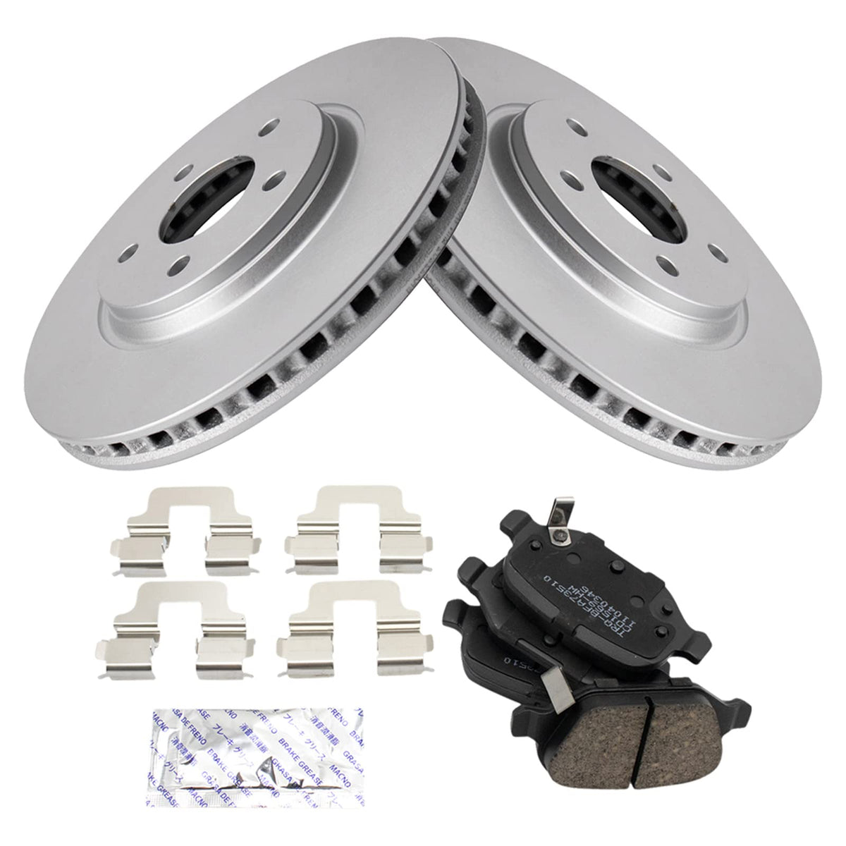 Trq Rear Brake Pad & Rotor Kit Brake Pads Brake Rotor Ceramic Solid Premium G-Coated Compatible With 2012-2019 Fiat 500