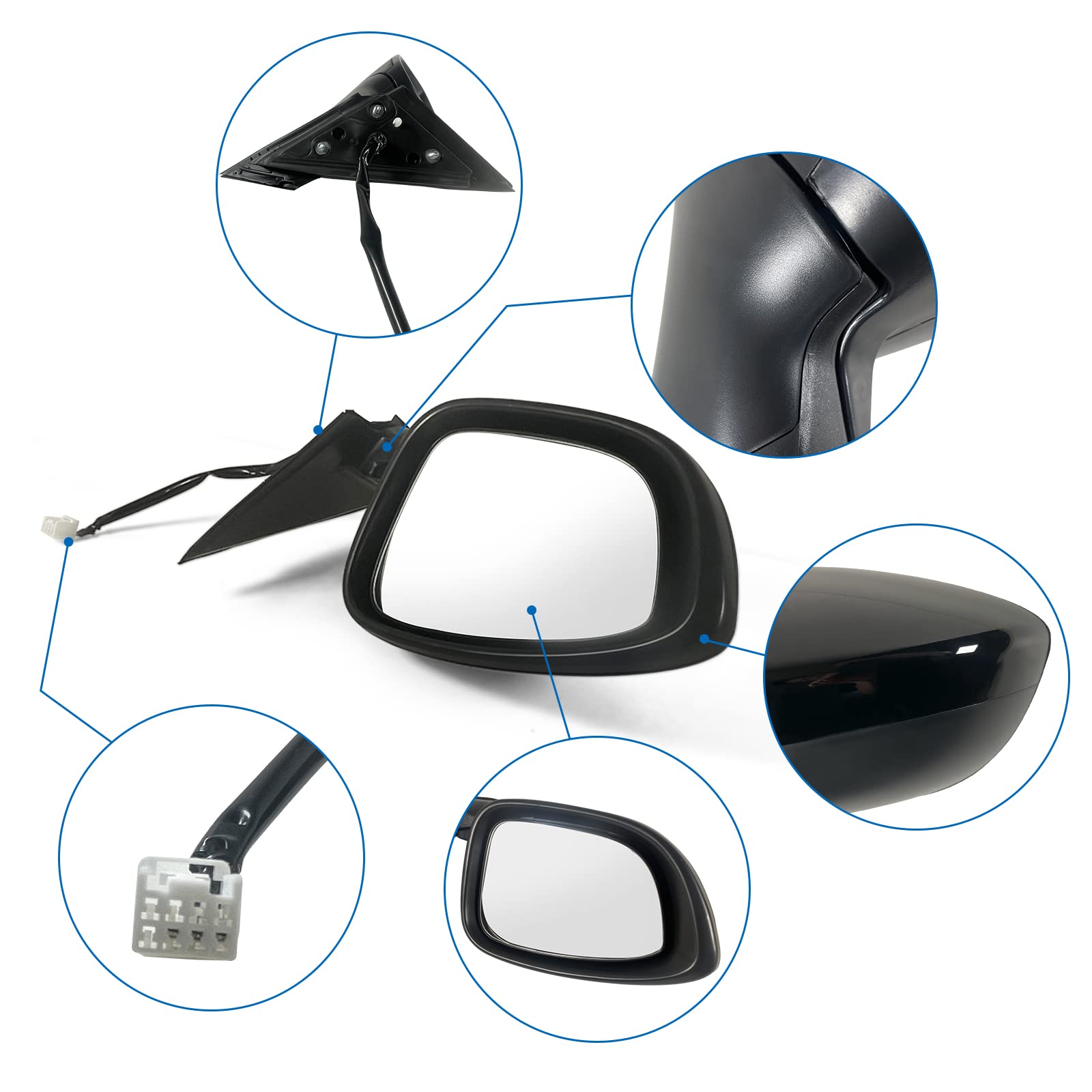 Lqito Left Driver Side Door Mirror For Honda Accord Lx, Sport 2018-2022 ? Power ? Non-Heated No-Turn Signal Match To Black Paint