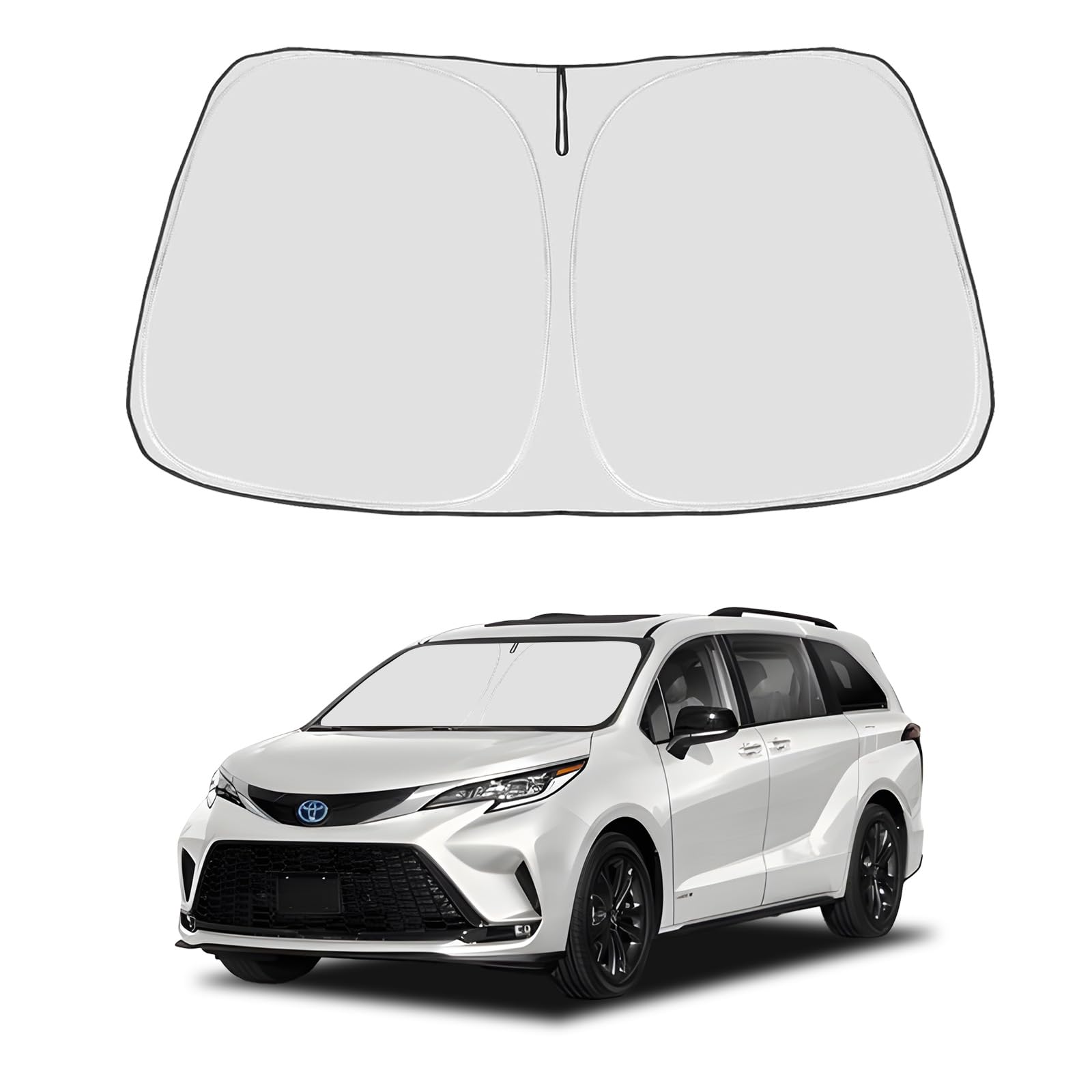 Proadsy 2025 Upgrade Windshield Sun Shade Custom Fit Sienna Mini Van 2021-2024 2025 4-Layer Foldable Front Sunshade Protector Su