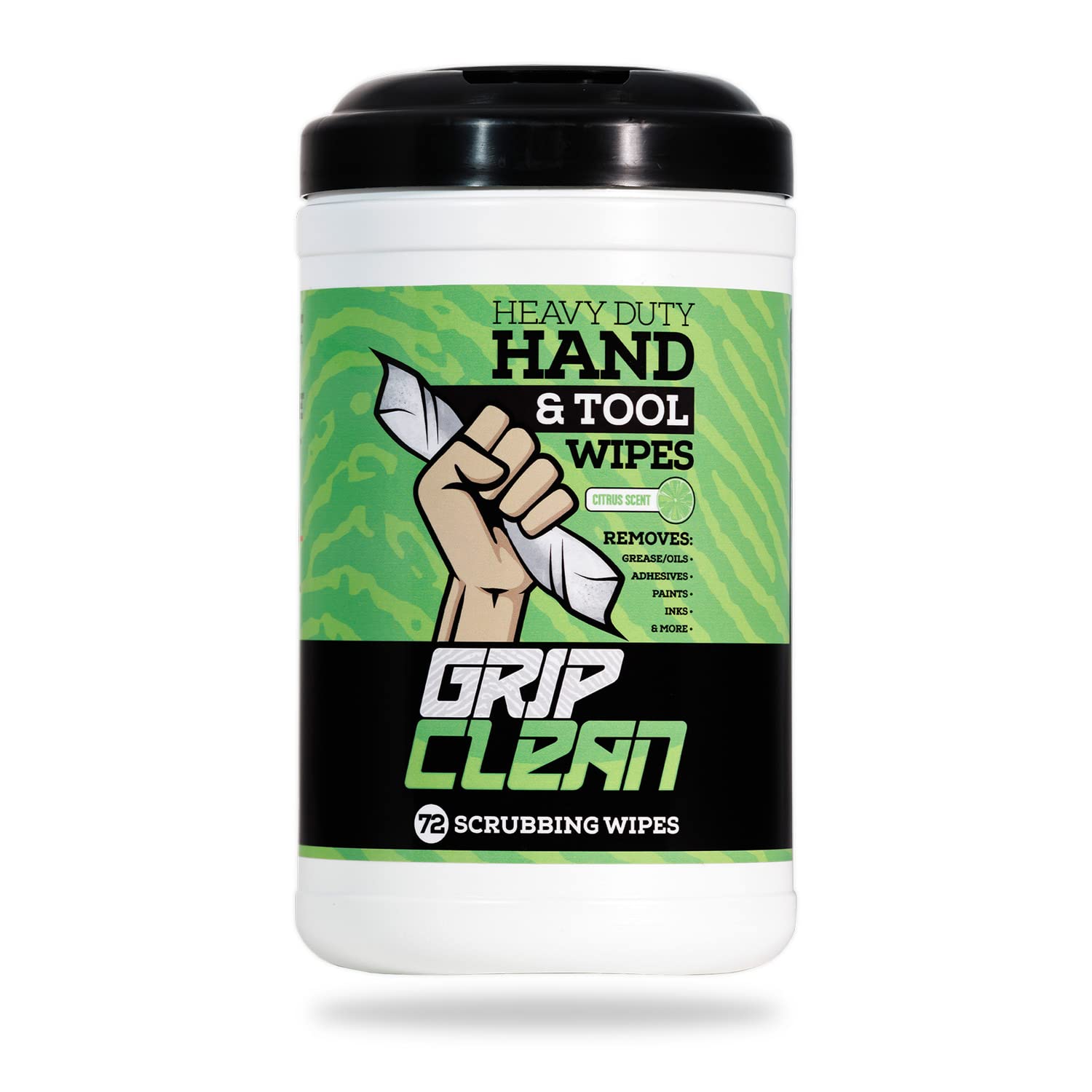 Grip Clean Cleaning Wipes – Hand Cleaner For Mechanics, Heavy-Duty Hand Wipes For Grease & Oil, Cleaning Wipes All Purpose For Tools & Surfaces, Waterless Hand Cleaner, Citrus Scented (72Ct)