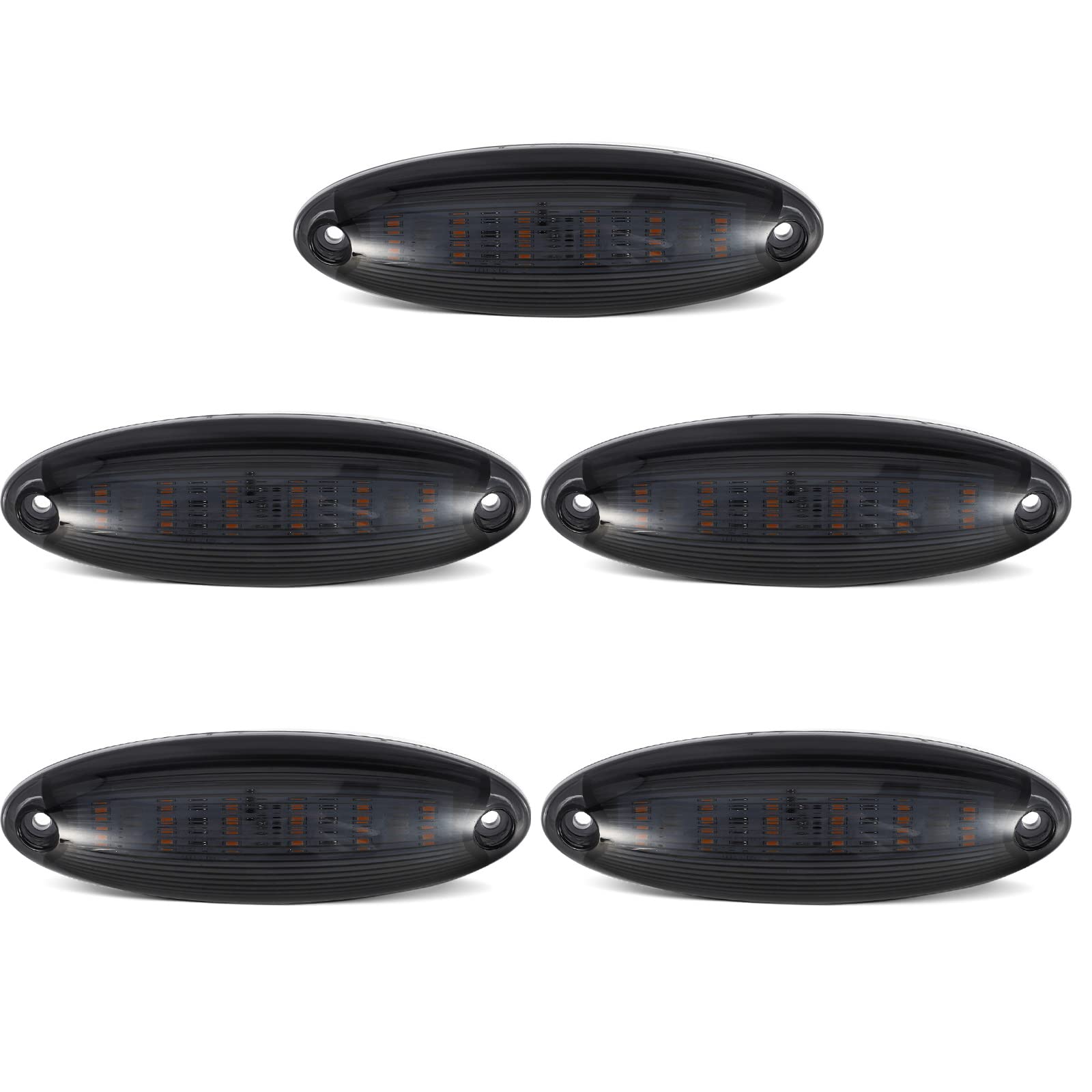 Partsam 5pcs Smoke Lens Yellow LED Cab Marker Lights for Freightliner Cascadia, Polycarbonate, Medium Size