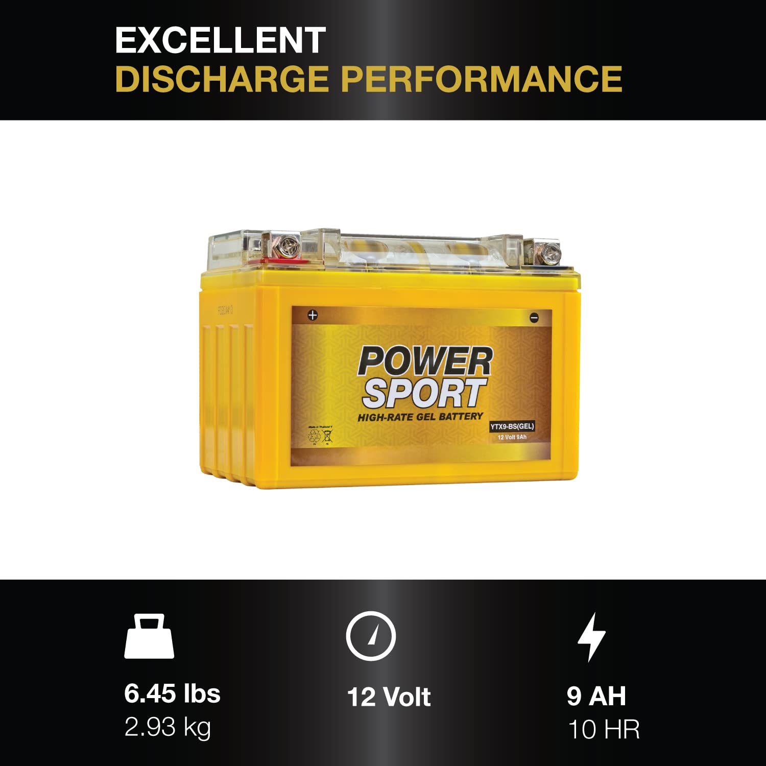 Expertpower Ytx9-Bs(Gel) 12V 9Ah 180 Cca Motorcycle Battery Replacement For Ctx9, Ptr9-Bs, Ytr9-Bs, Ytx9, Gtx9-12B, Es-Tx9