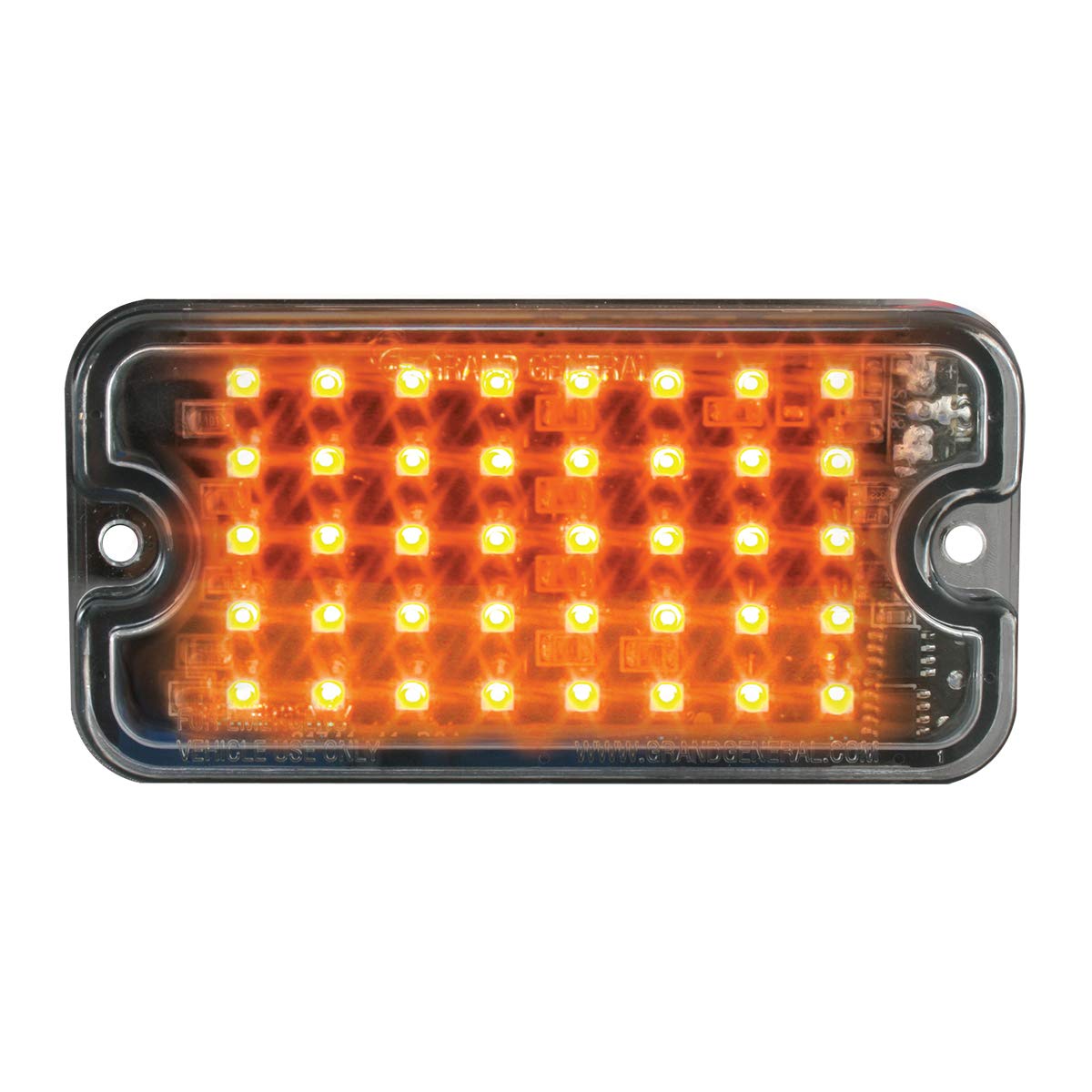 Gg Grand General 81741 Amber/Clear Small Rect Multi-Strobe, 40 Leeds, 8 Flash Patt