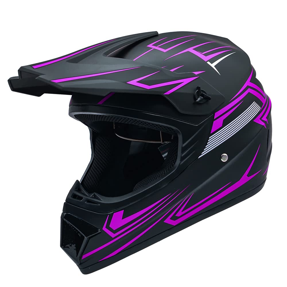 Motocross Helmet Fashion Youth Dirt Bike Helmet Unisex-Adult Atv Off-Road Mountain Bike Motorcycle Red Helmet Dot Approved (Purple-L)