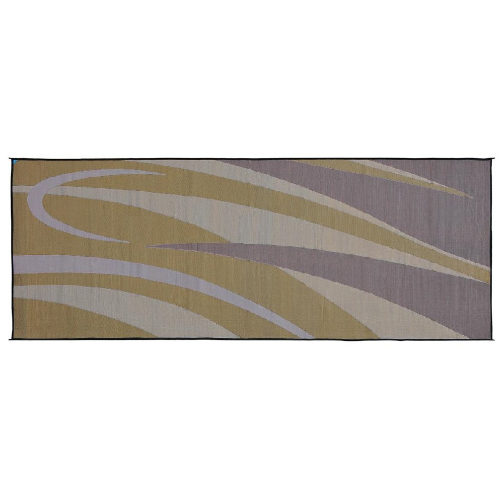 Stylish Camping Reversible Graphic Patio Mat - 8' x 20', Brown/Gold, Polypropylene, Model GC7