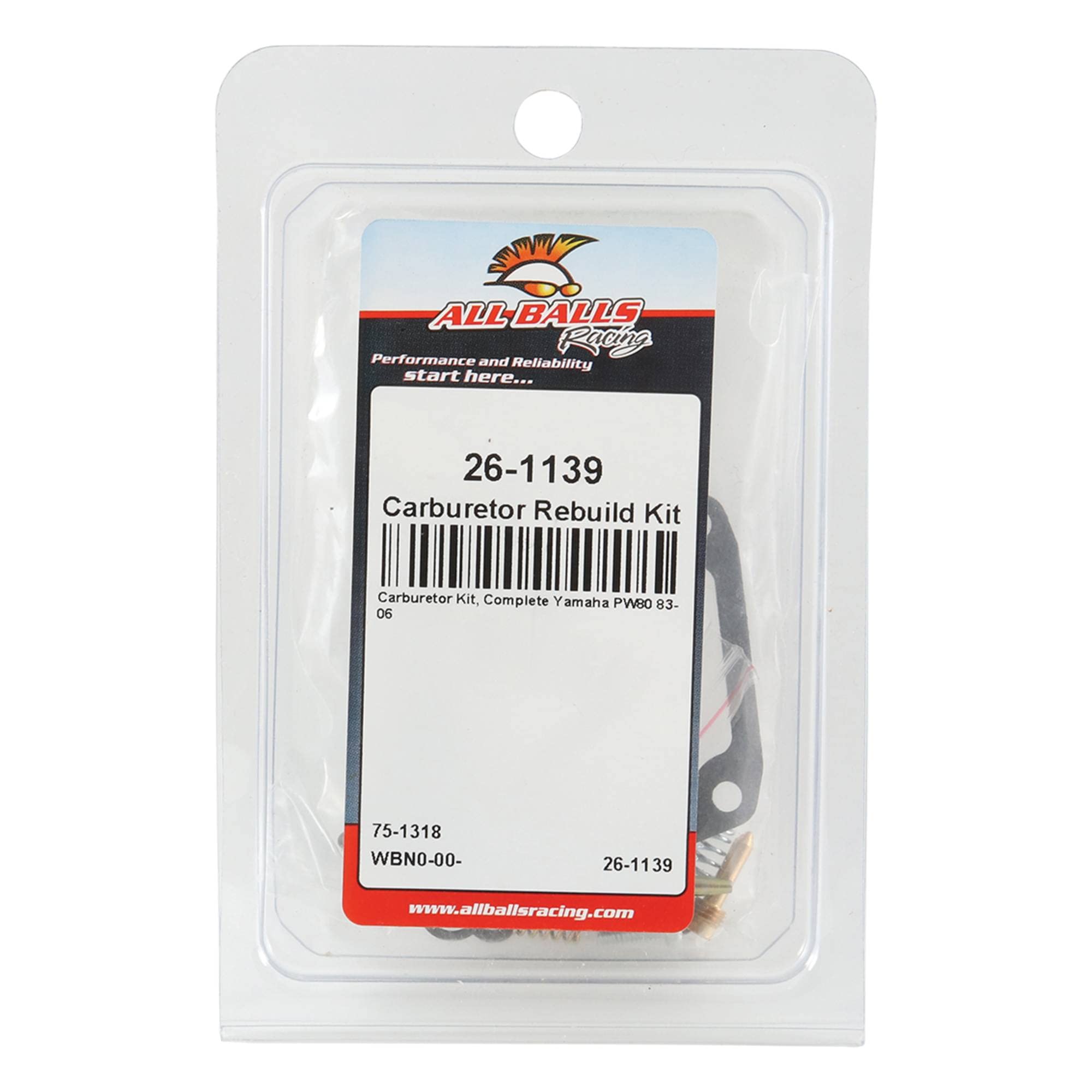 All Balls Racing Carburetor Rebuild Kit 26-1139 Compatible With/Replacement For Yamaha Pw80 1983-2006