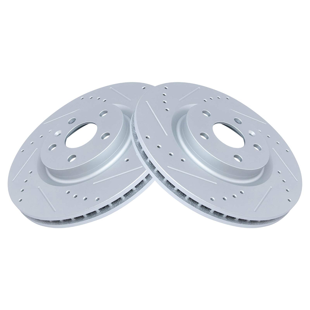 Trq Front Performance Brake Rotor Drilled Slotted Pair Compatible With 2011-2017 Chevy Caprice / 2008-2014 Cadillac Cts / 2014-2