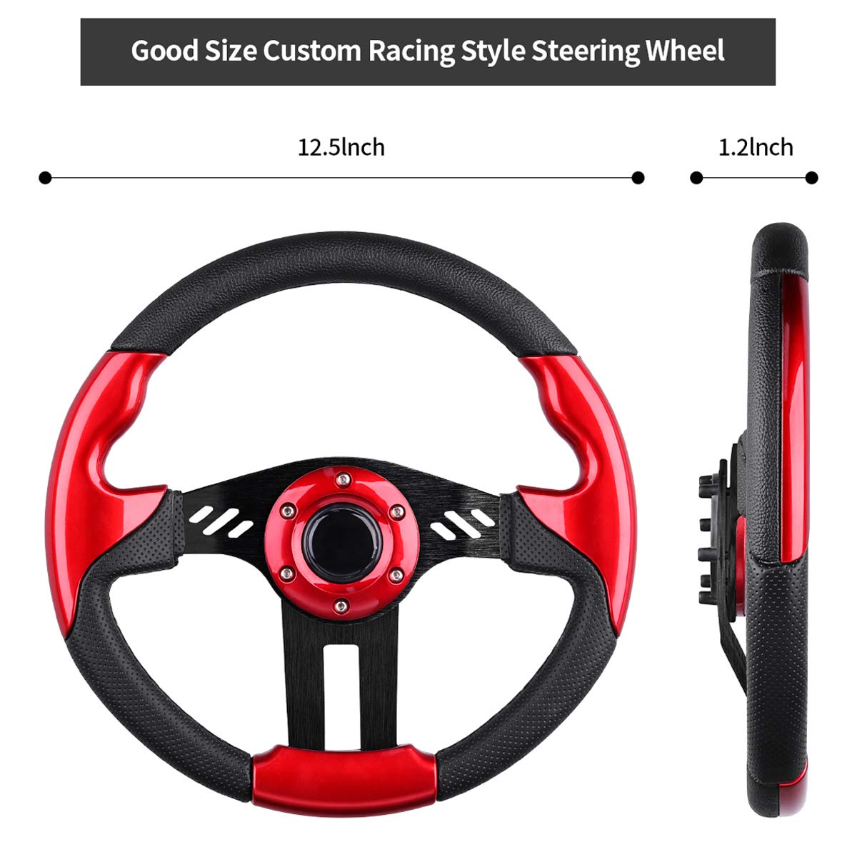Golf Cart Steering Wheel For Ezgo Club Car Yamaha Universal Steering Wheel Ezgo Steering Wheel Club Car Cool Racing Style Steering Wheel Golf Cart(Steering Wheel Red)