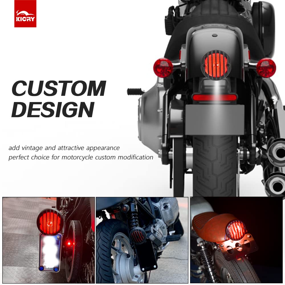 Motorcycle Tail Lights Chopper Side Mount Taillight LED Brake License Plate Light Compatible for Harley Bobber Cafe Racer Cruise