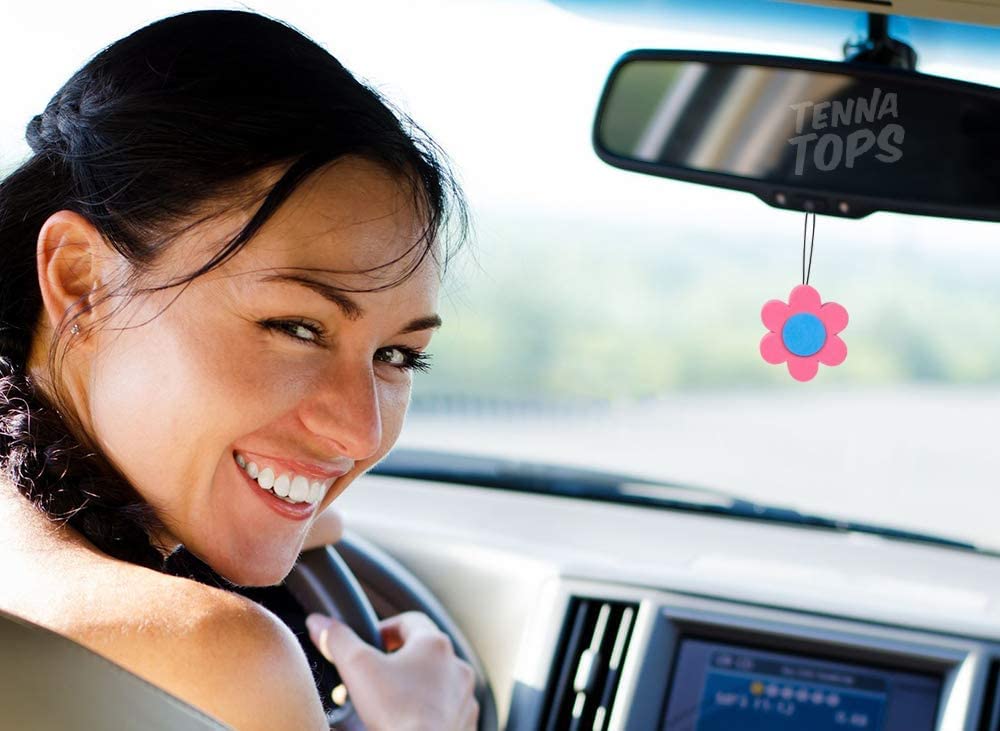 Tenna Tops Car Antenna Topper/Auto Mirror Hanger/Cute Dashboard Accessory (Pink Daisy Flower)