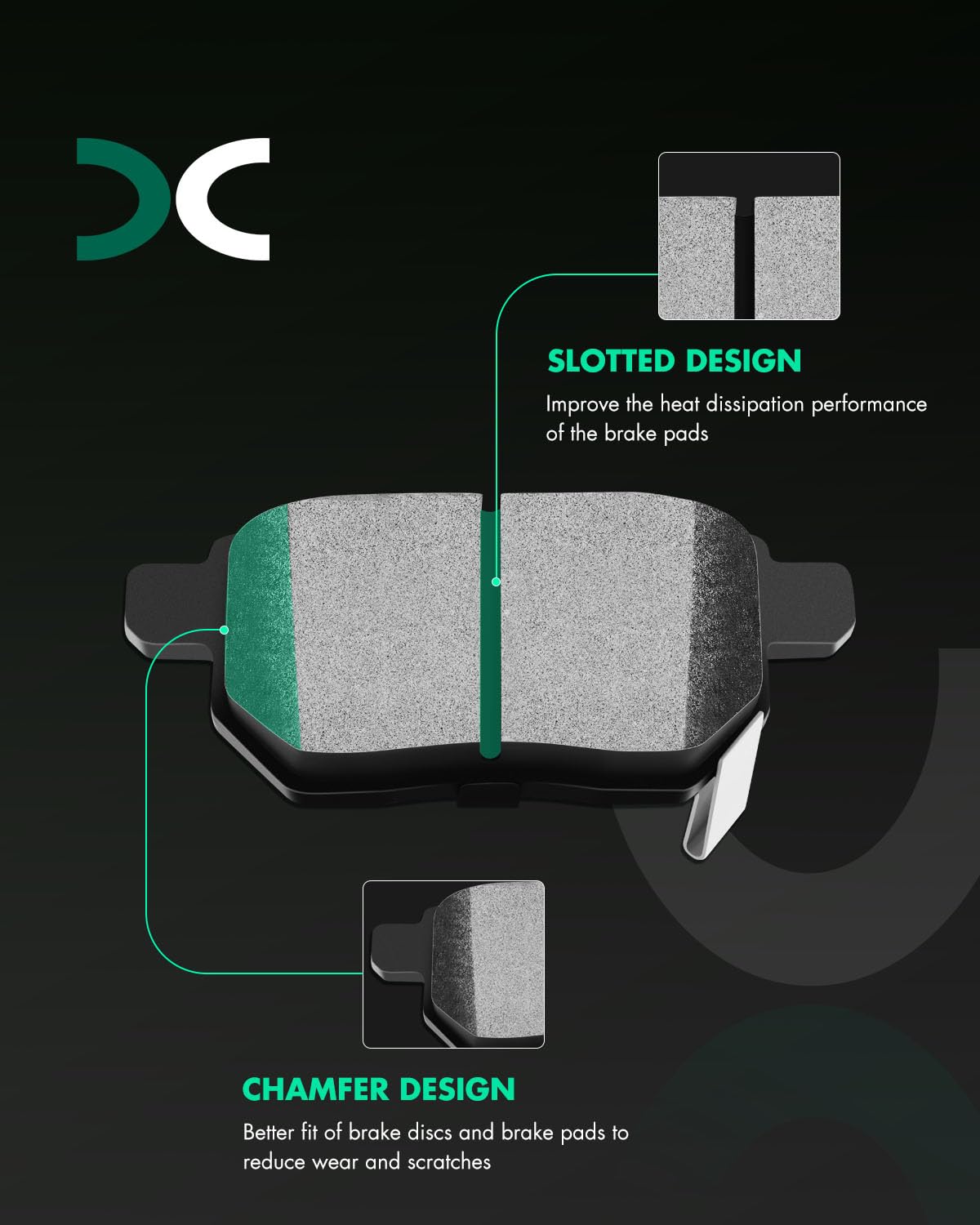 SCITOO Disc Brake Pads Kits D1354-8463 Ceramic Rear Brake Pads Set Fit For Pontiac For Vibe 2009-2010,For Scion For iM 2016,For