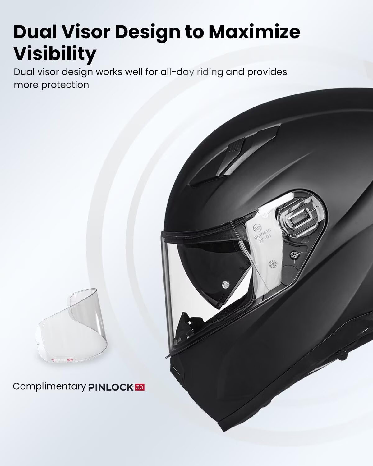 ILM Full Face Motorcycle Helmet, Anti-Fog Pinlock, Heated Shield, Matte Black, Small, DOT Certified for Men & Women - Model-129