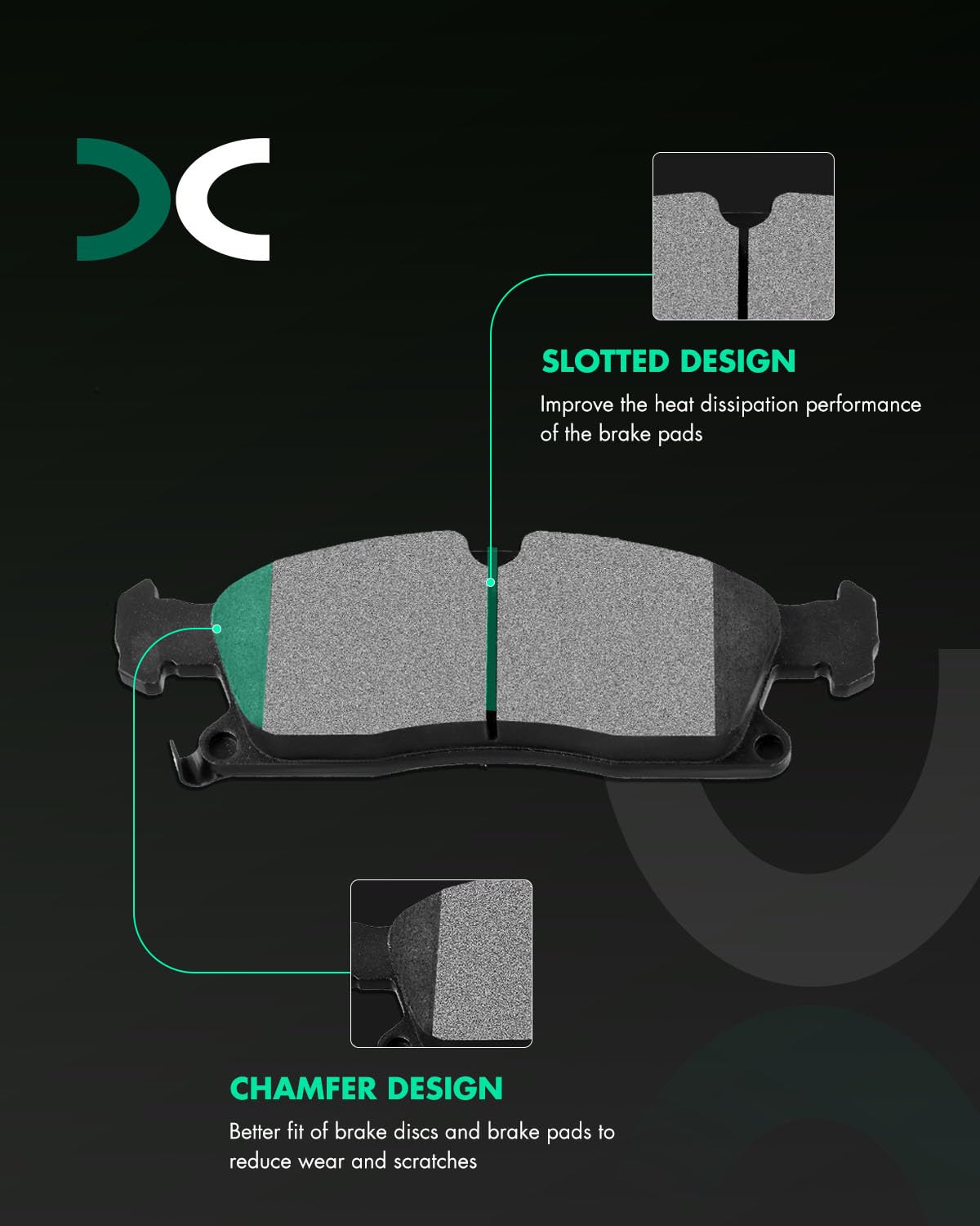 SCITOO Disc Brake Pads Kits D1455-8856 Semi Metallic Front Brake Pads Set Fit For Dodge For Durango 2011-2018,For Jeep For Grand