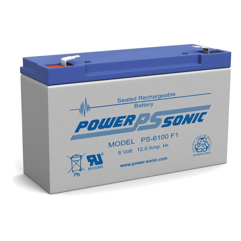 Power-Sonic Rechargeable Sealed Lead Acid Battery Ps-6100 6V 12.0 Ah @ 20-Hr. 6V 11.5 Ah @ 10-Hr.