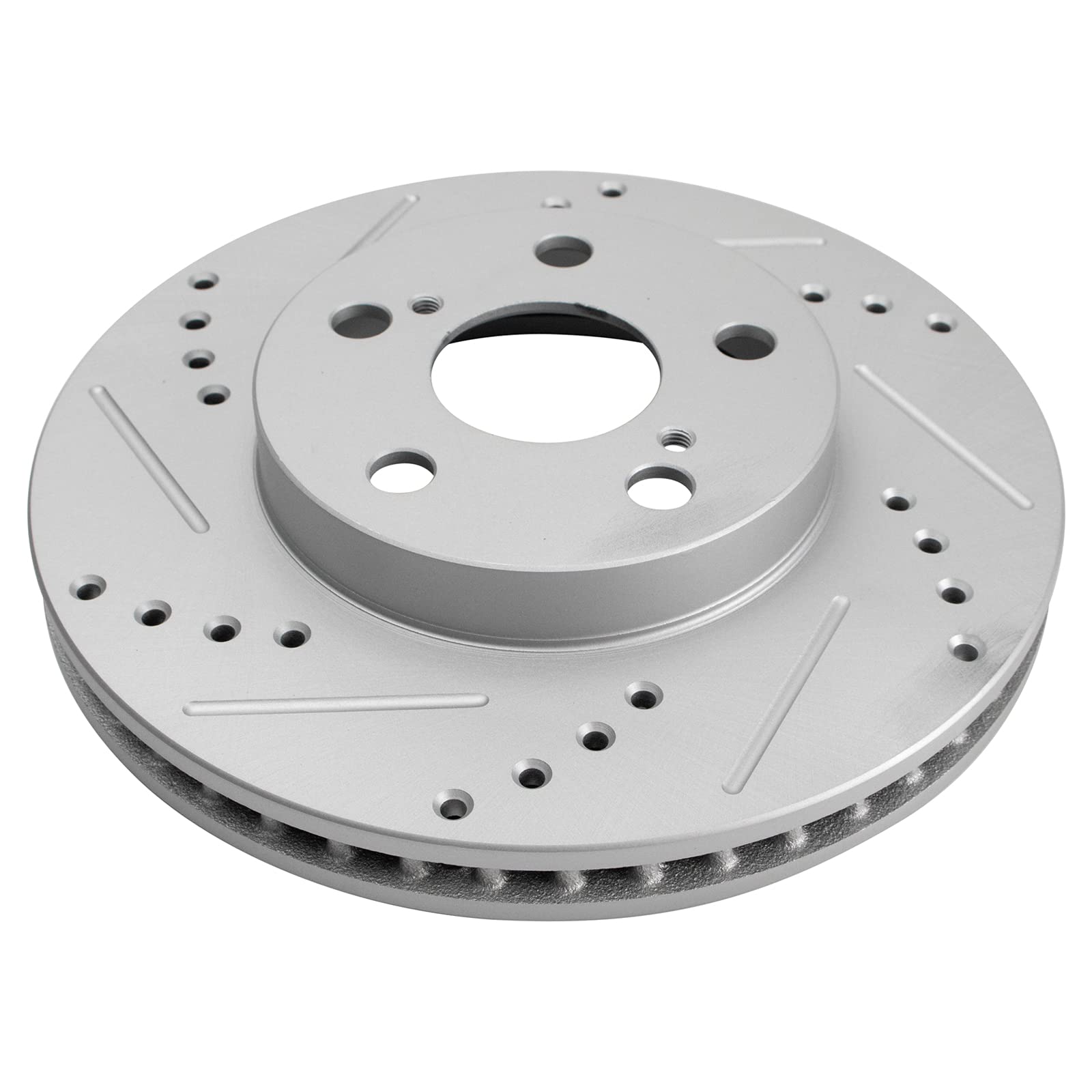 Trq Front Performance Brake Rotors Set Premium G-Coated Cross Drilled & Slotted Compatible With 2011-2017 Lexus Ct200H 2010-2015