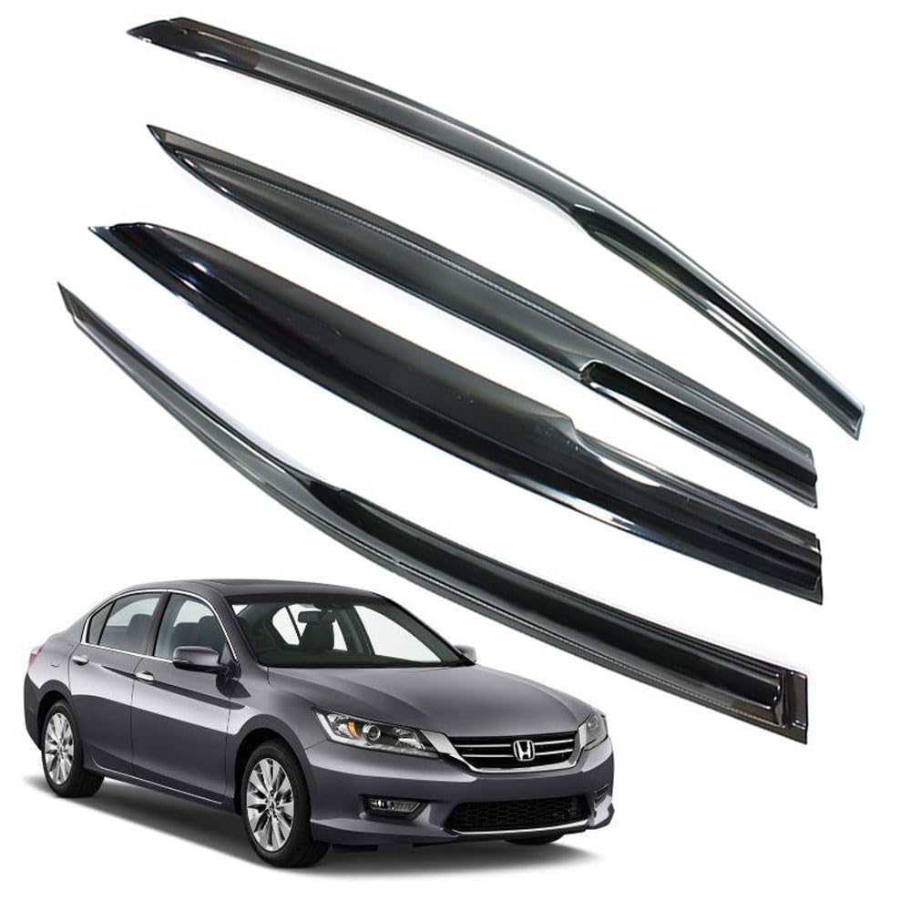 Letingfar Rain Guards For Honda Accord 2013-2017 4-Door Sedan, Black Modern Outside Mount Tape-On Side Window Deflectors For Car