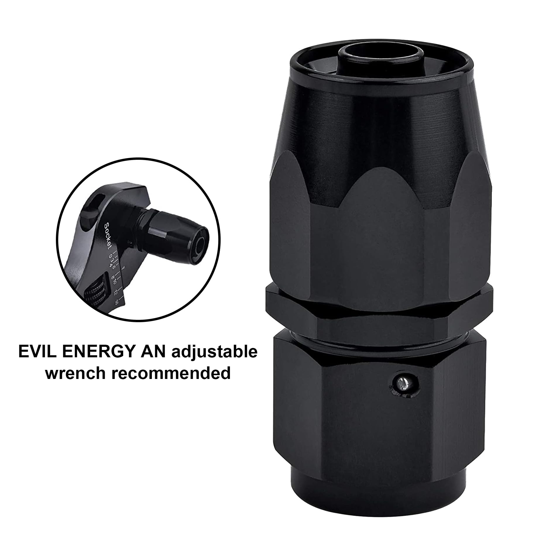 Evil Energy 12An Hose End Fitting Straight Swivel For Cpe Braided Hose Black 2Pcs