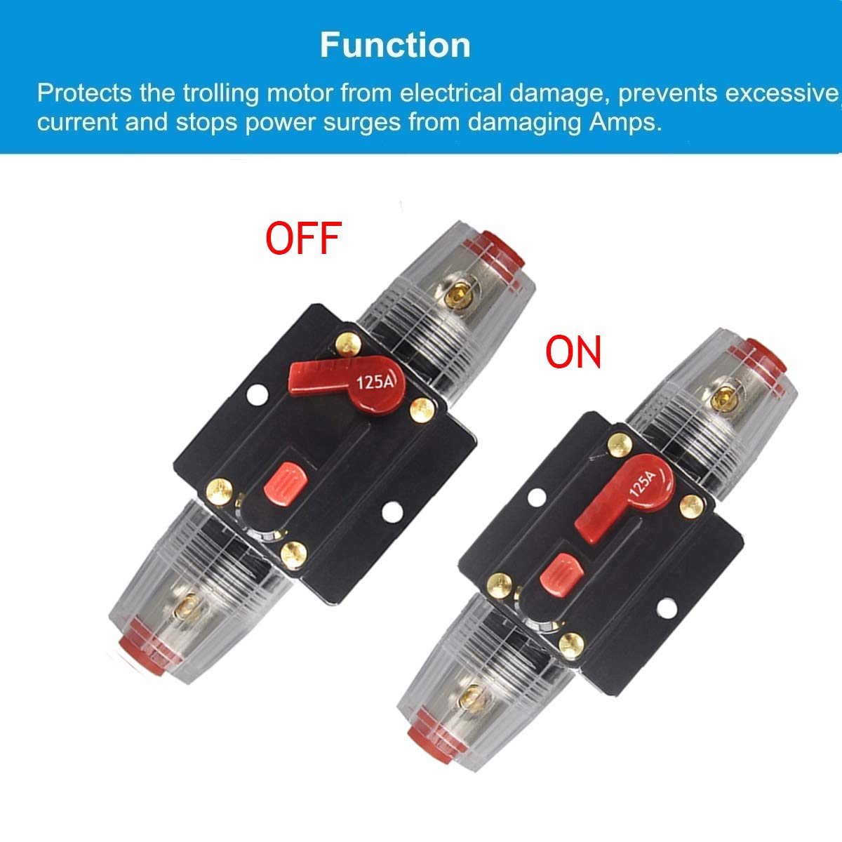 Wohhom 30A 40A 50A 60A 80A 100A 125A 150A Audio Circuit Breaker Auto Car Stereo Inline Fuse Holders Inverter, Manual Reset 12V-2