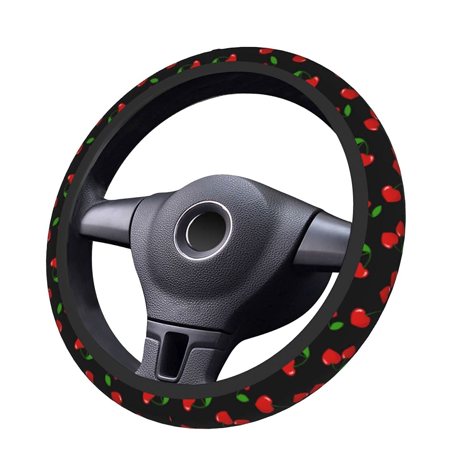 Red Hearts Cherry Steering Wheel Covers Non Slip Neoprene Steering Wheel Protector Universal 15 Inch For Men Women Car Trucks