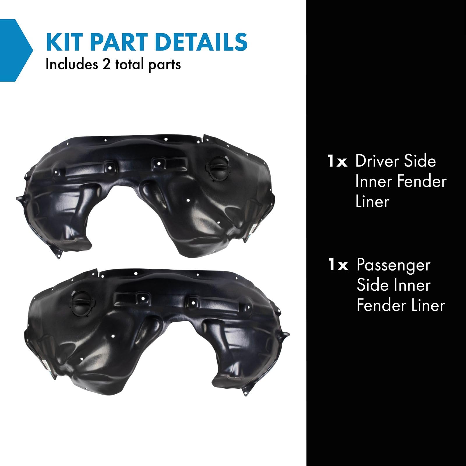 Trq Inner Fender Liner Set Compatible With 2017-2021 Jeep Grand Cherokee Ch1248195 Ch1249195