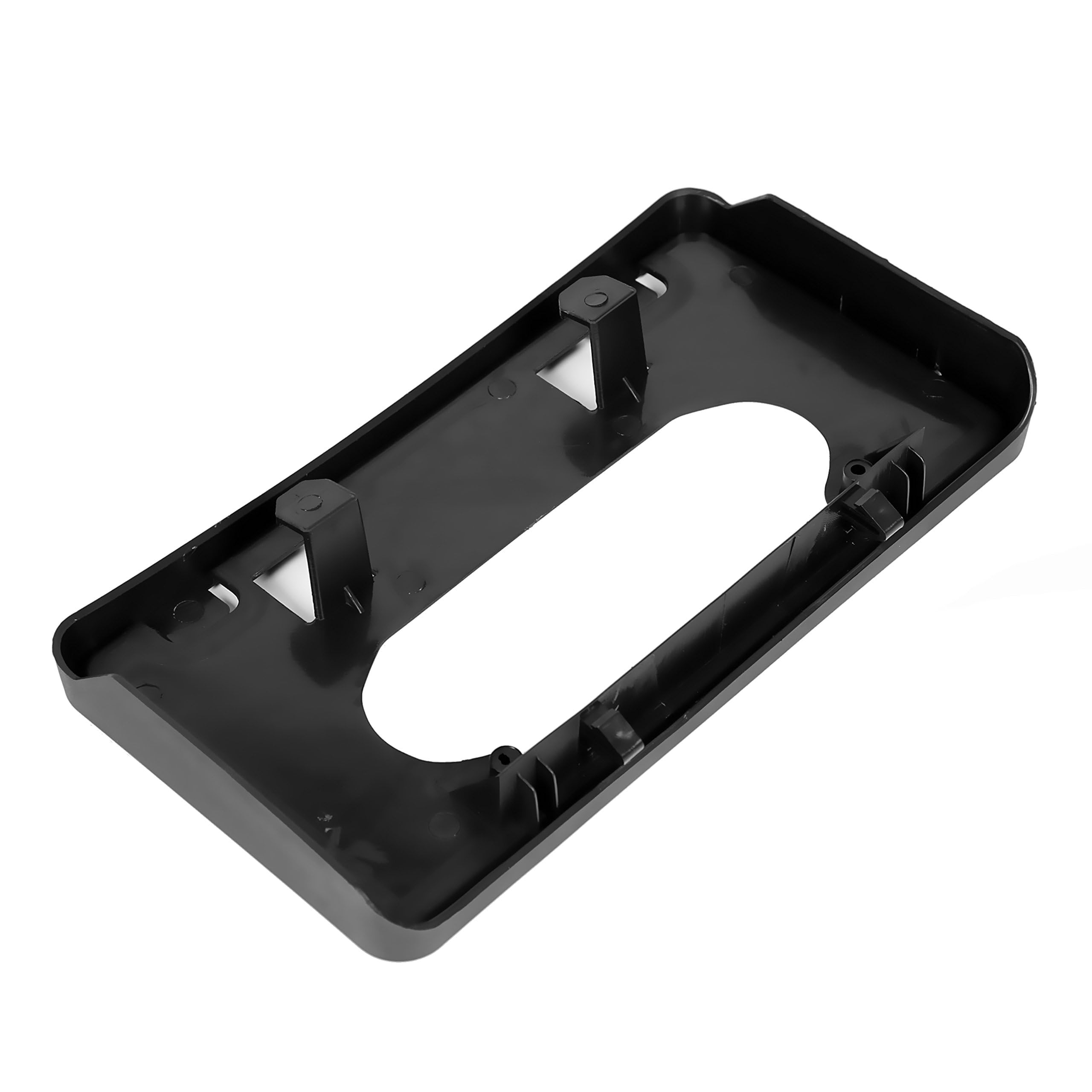 Ecotric Front Bumper License Plate Frame Holder Compatible With 2009-2014 Ford F150 Replacement For 9L3Z-17A385-A 9L3Z17A385A Fo1068134, License Plate Mounting Bracket Holder Cover Black