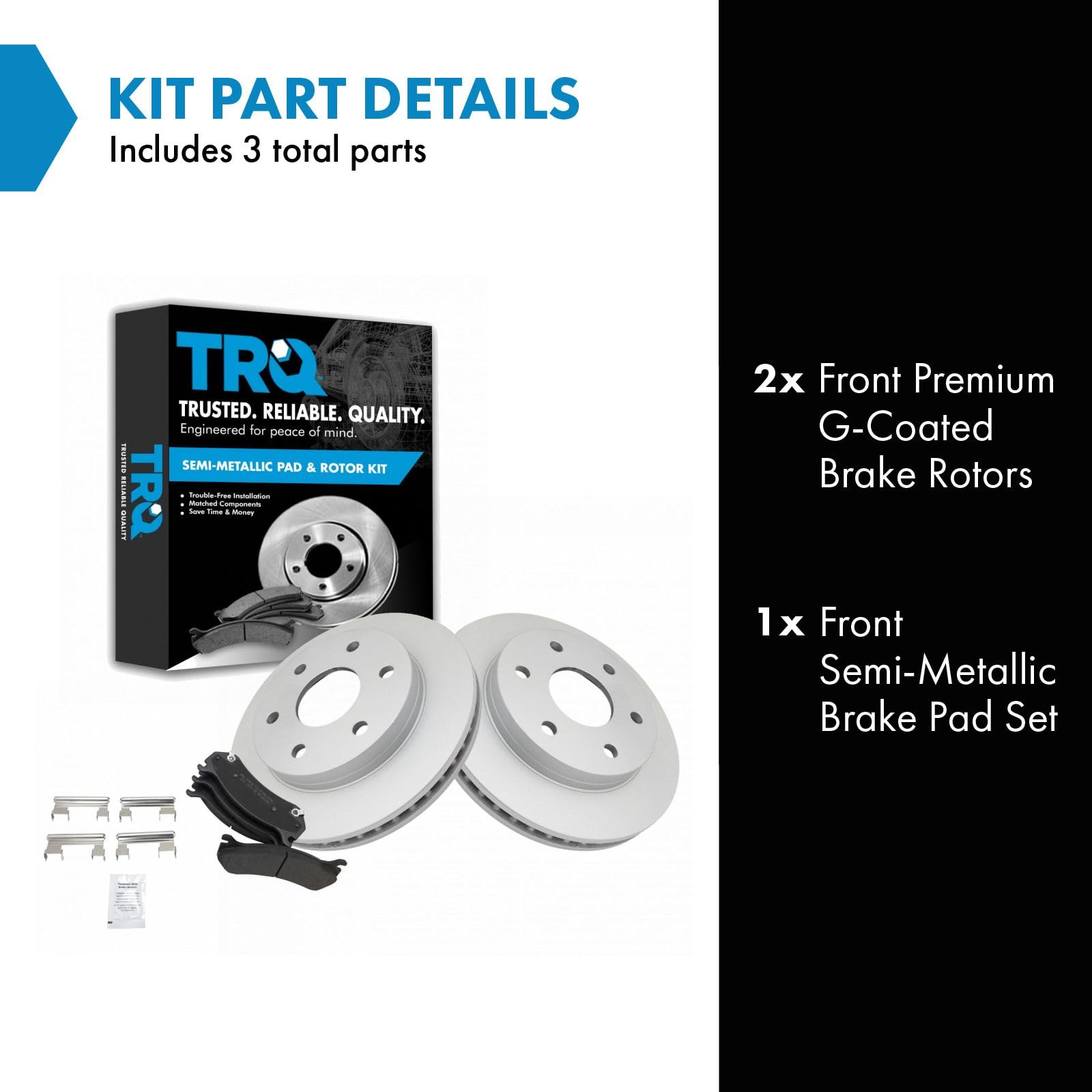 Trq Front Metallic Brake Pads & G-Coated Rotor Kit For Gm Pickup Truck Suv New