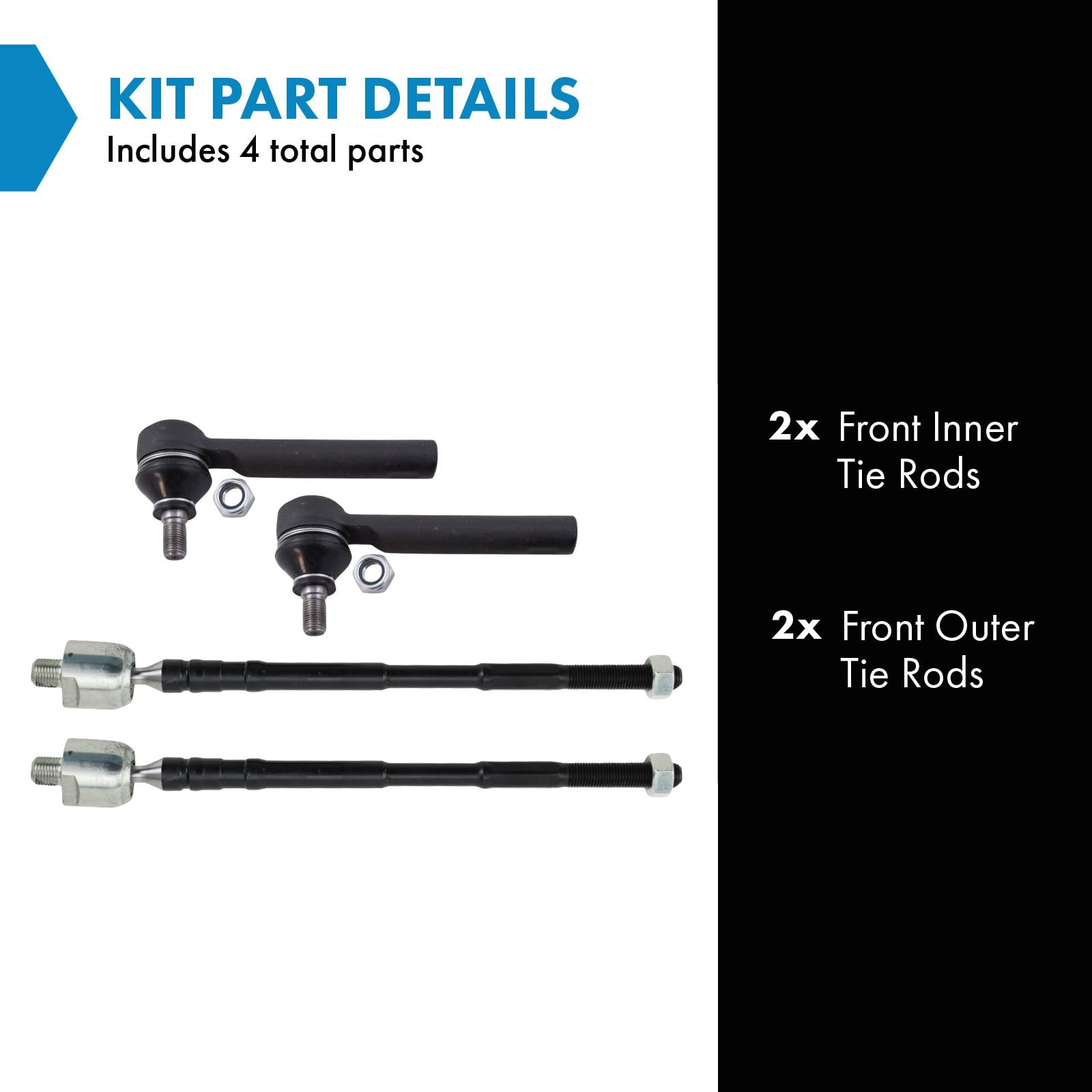 Trq Front Inner And Outer Tie Rod Set Compatible With 2016-2022 Subaru Crosstrek 2014-2018 Forester 2013-2015 Xv Crosstrek