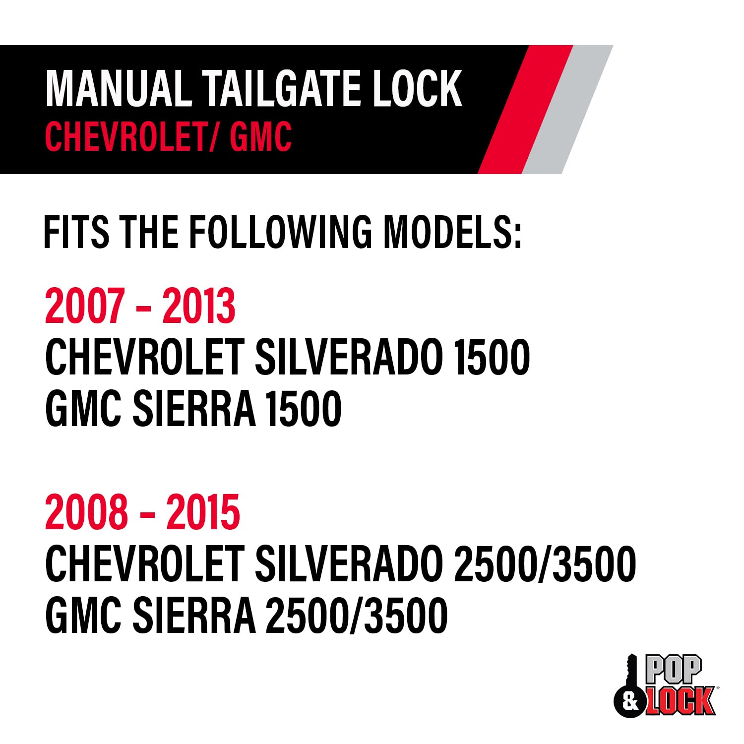 Pop & Lock Pl1300 Black Manual Tailgate Lock For Chevy/Gmc (New Body)