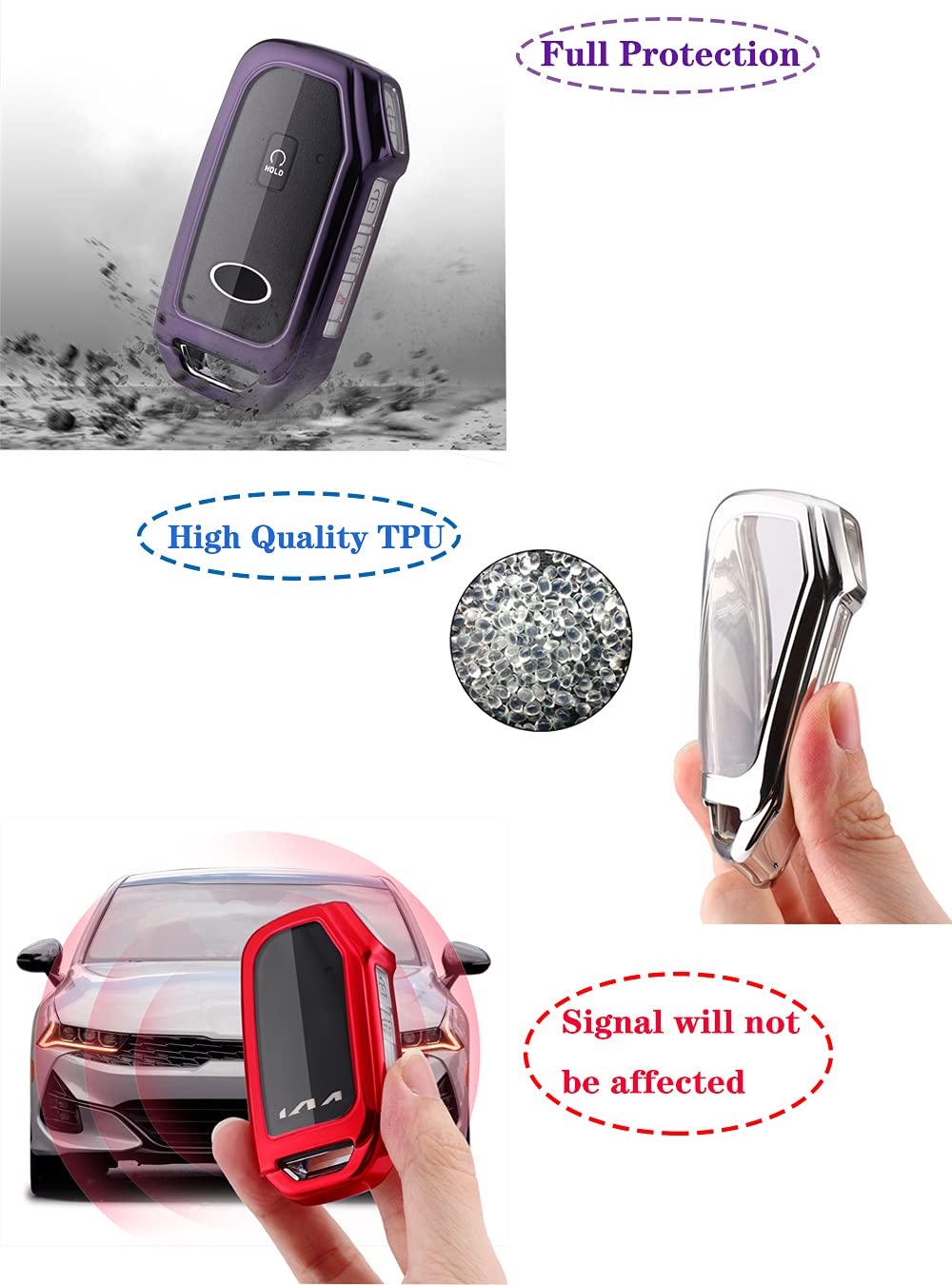 Horande Remote Soft Tpu Key Fob Cover Case Fit For 2020 2021 2022 Kia Ceed Cerato Forte Niro Seltos Sx Turbo Sorento Soul Tellur