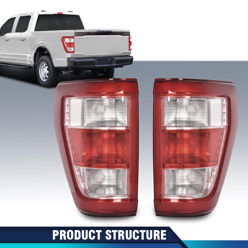 Pit66 Tail Lights Brake Lamps Left And Right Compatible With Ford F150 Xl 2021-2023, Fit For W/Factory Incandescent And W/O Blin