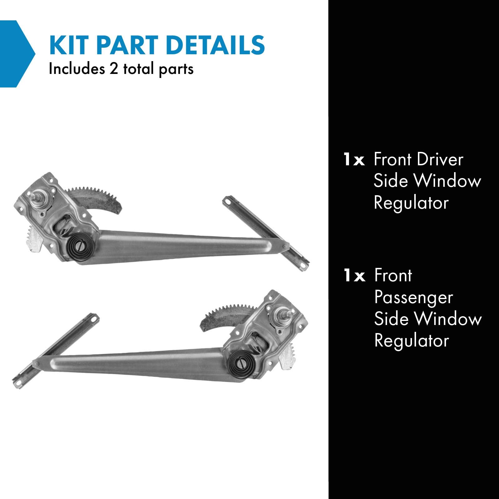 Trq Front Manual Window Regulator Set Compatible With 1984-1989 Toyota 4Runner 1984-1988 Pickup To1350117 To1351117