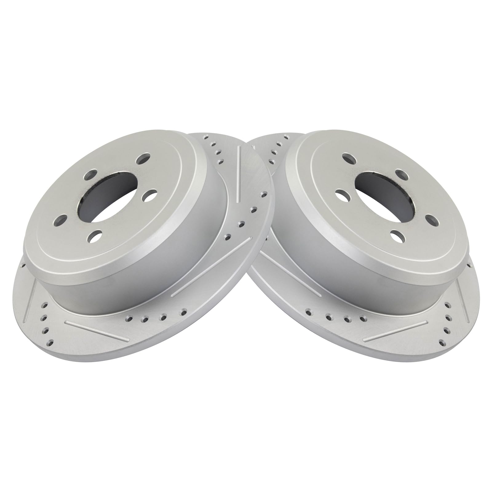 Trq Rear Performance Brake Rotors Set Solid Premium G-Coated Cross Drilled & Slotted Compatible With 2007-2011 Dodge Nitro 2008-