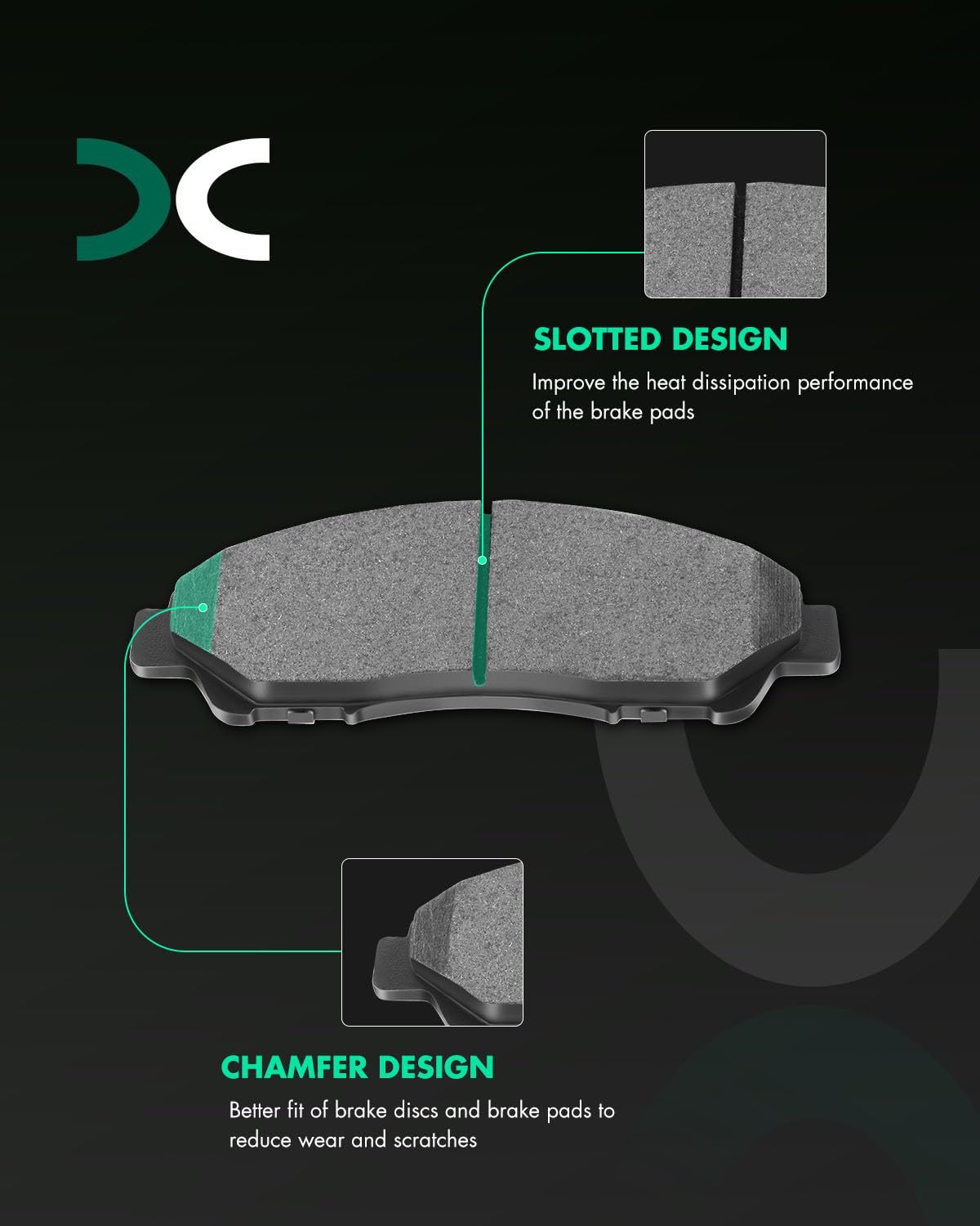 Scitoo D1378 Front Semi-Metal Brake Pads Sets Fit For Acura Mdx 2007-2019,For Acura Zdx 2010-2013,For Honda Pilot 2009-2019,For