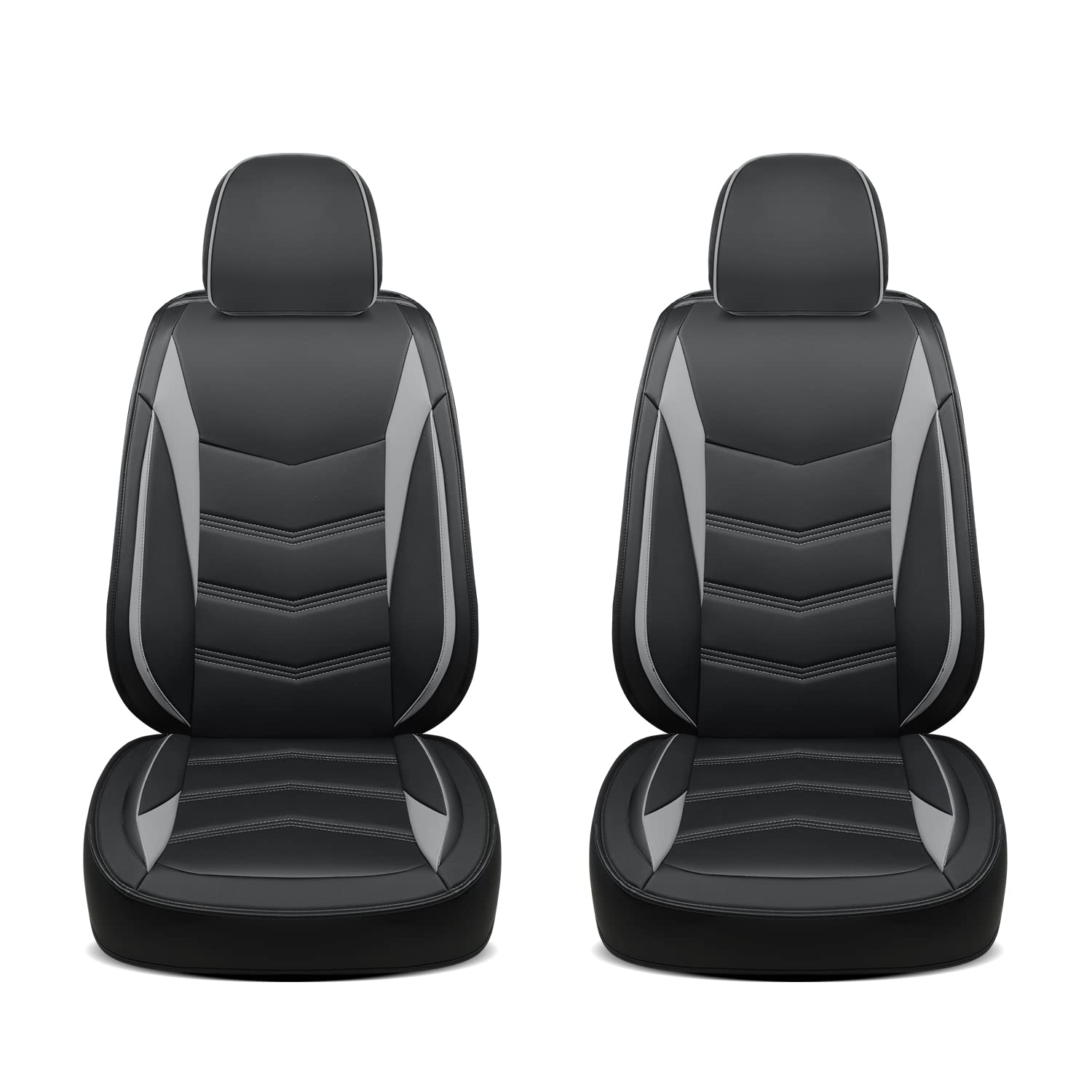 Luckyman Club Front-Only Seat Covers For Toyota Tacoma 2005-2023 With Waterproof Faux Leather (Front Only, Gray)