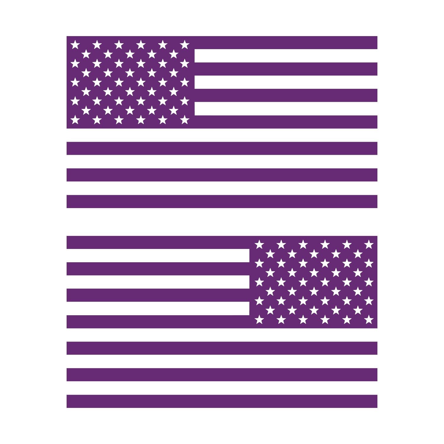 American Us Flag [Pick Color/Size] Vinyl Decal Sticker For Laptop/Car/Truck/Window/Bumper (18In Subdued Pair, Matte Purple)